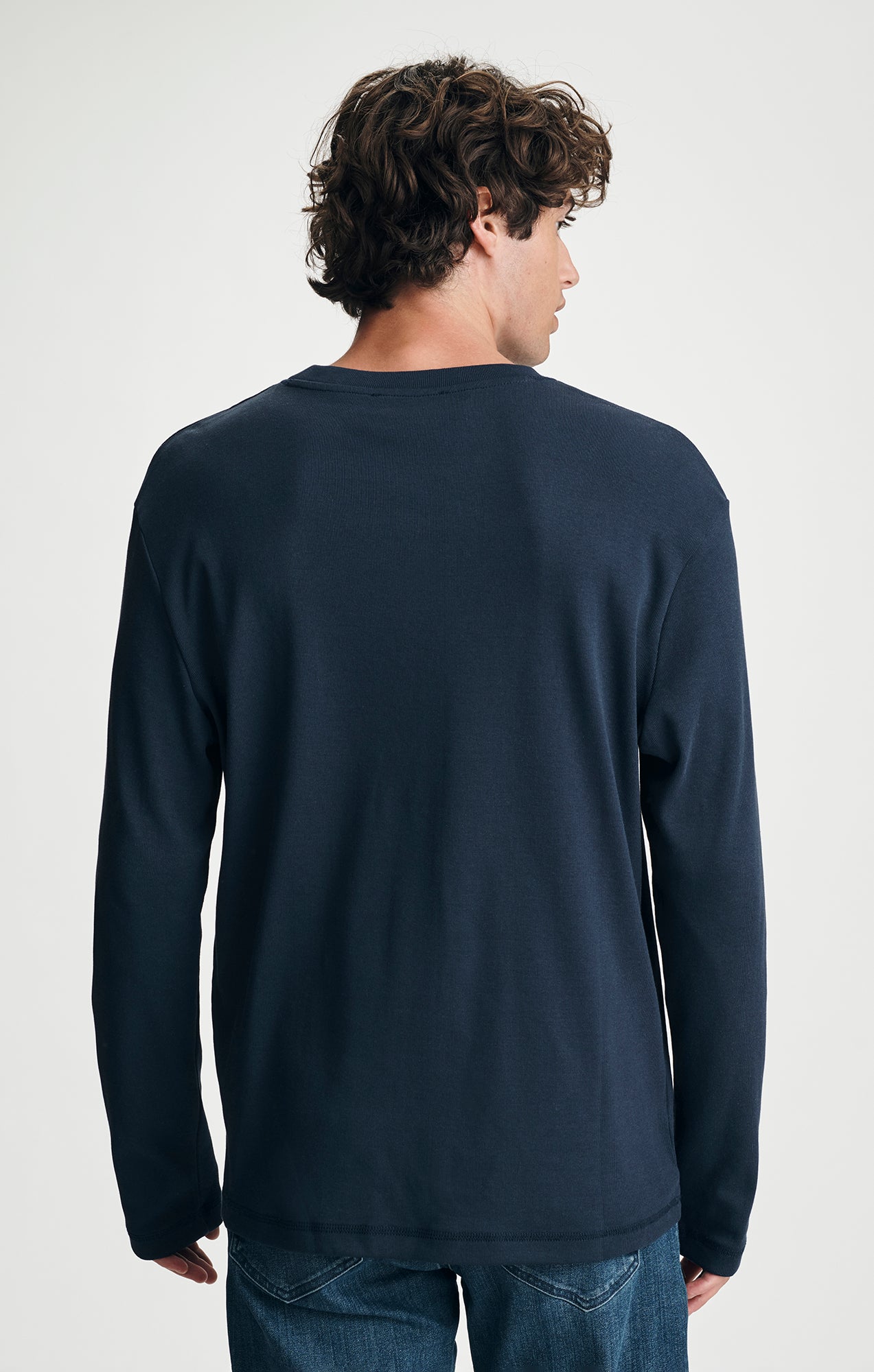 LONG SLEEVE CREW NECK T-SHIRT IN TOTAL ECLIPSE - Mavi Jeans