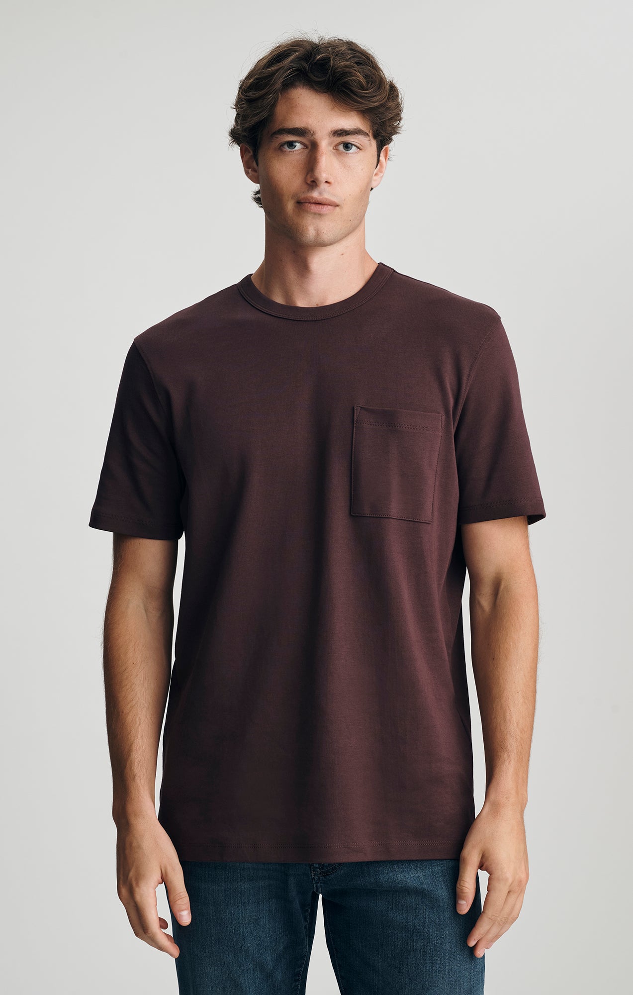 POCKET CREW NECK T-SHIRT IN FUDGE - Mavi Jeans