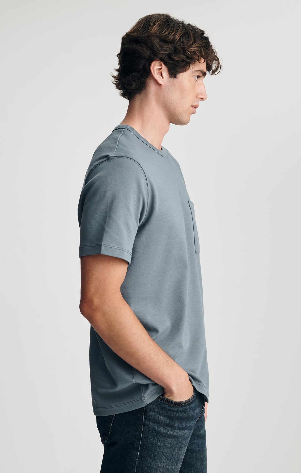 POCKET CREW NECK T-SHIRT IN STORMY WEATHER - Mavi Jeans