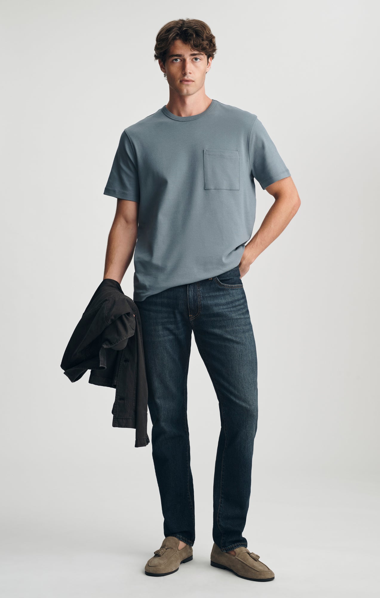POCKET CREW NECK T-SHIRT IN STORMY WEATHER - Mavi Jeans