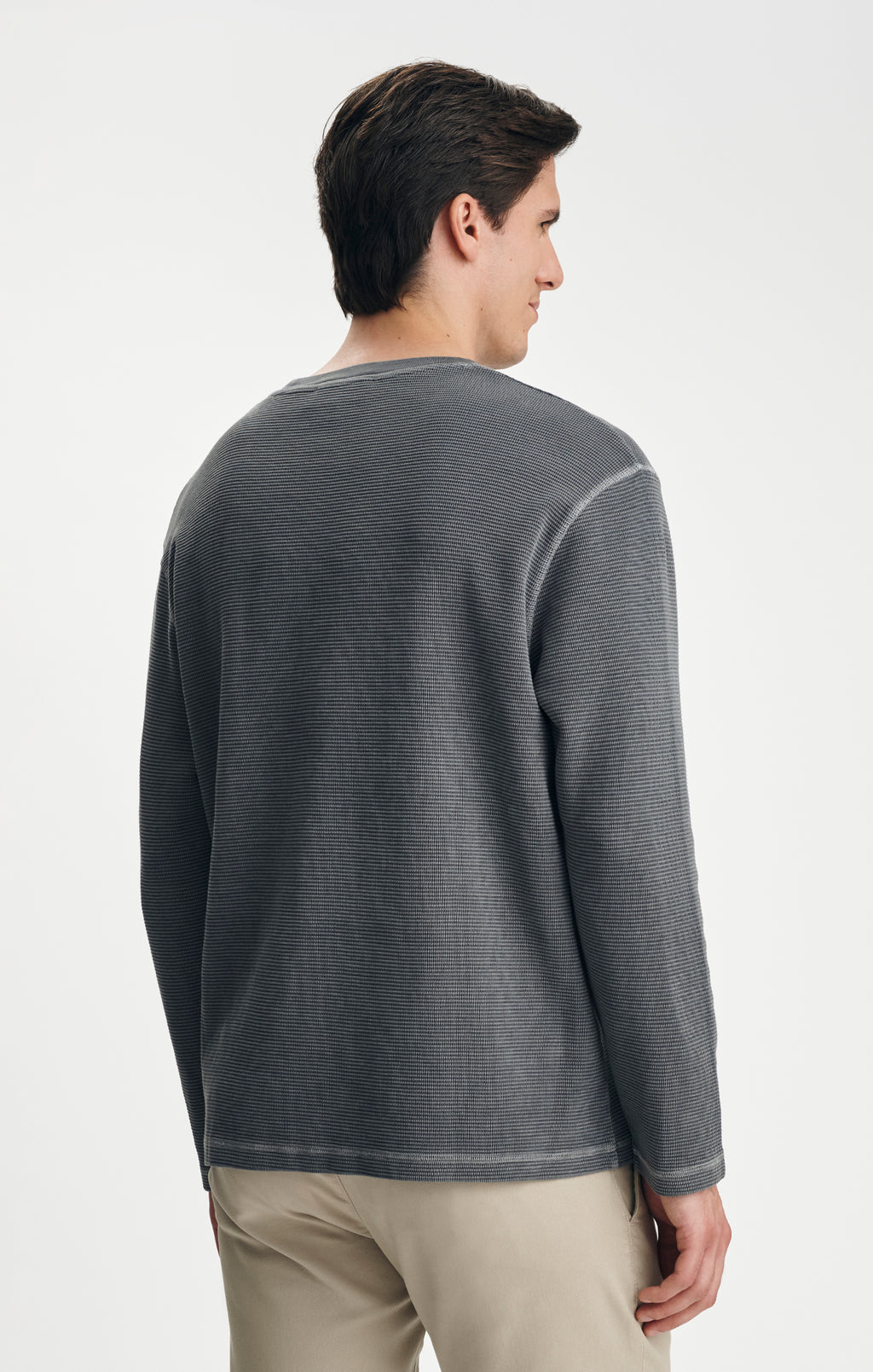 WAFFLE KNIT LONG SLEEVE T-SHIRT IN TURBULENCE - Mavi Jeans