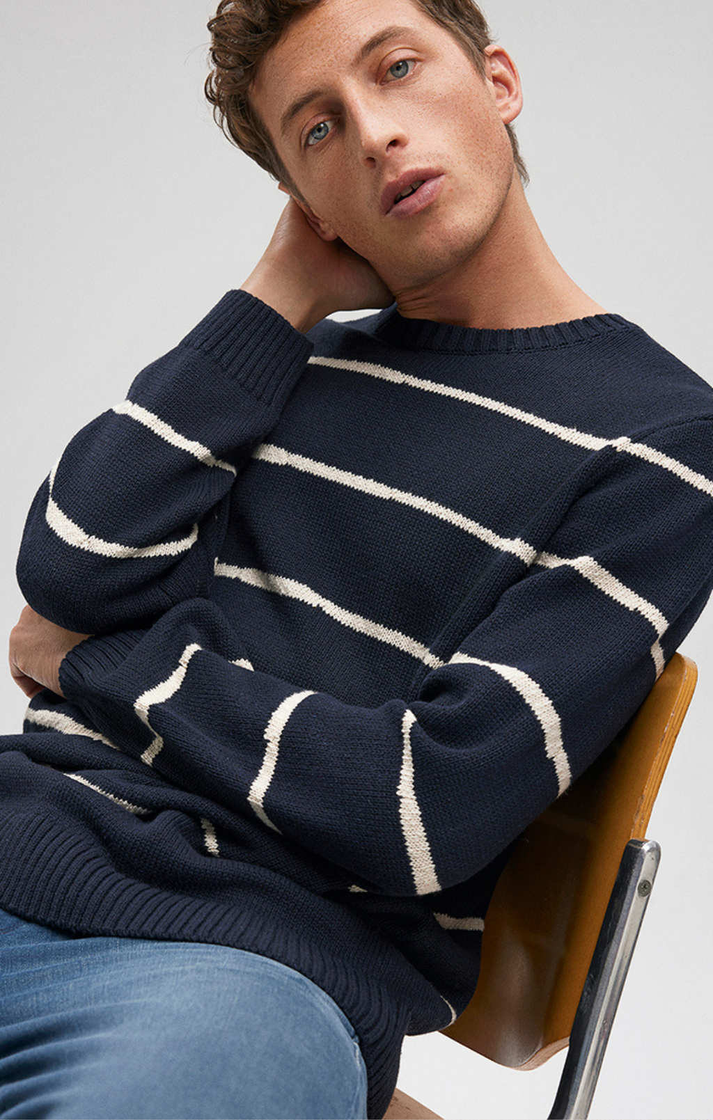 STRIPED SWEATER IN NAVY BLAZER - Mavi Jeans