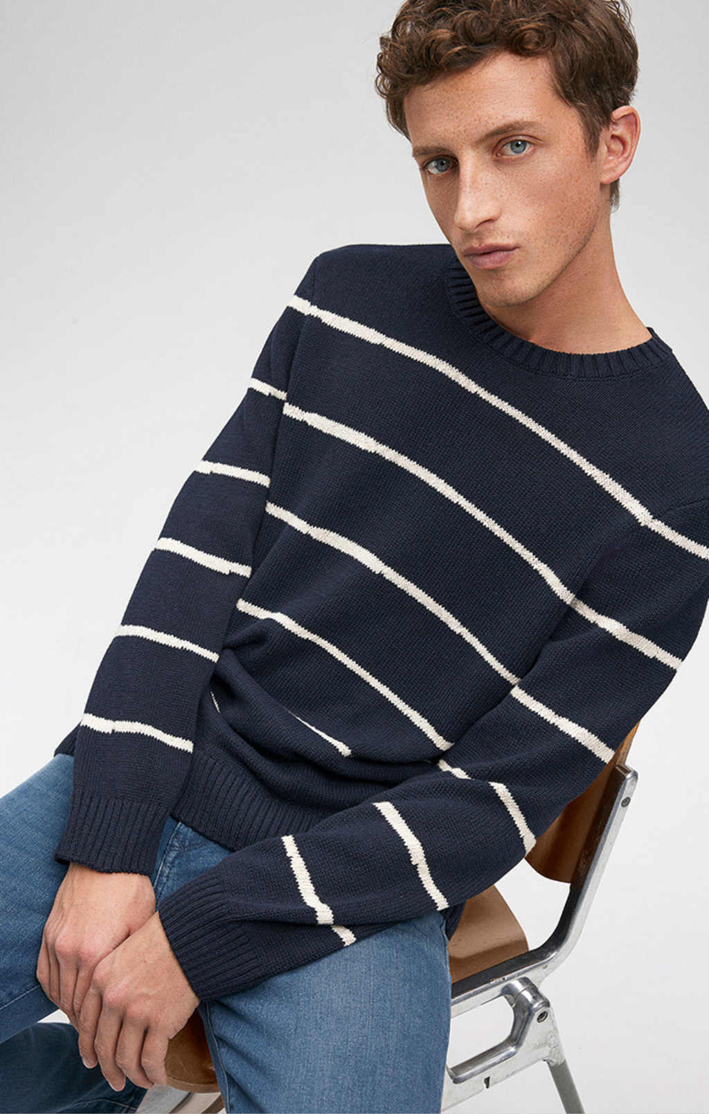 STRIPED SWEATER IN NAVY BLAZER - Mavi Jeans