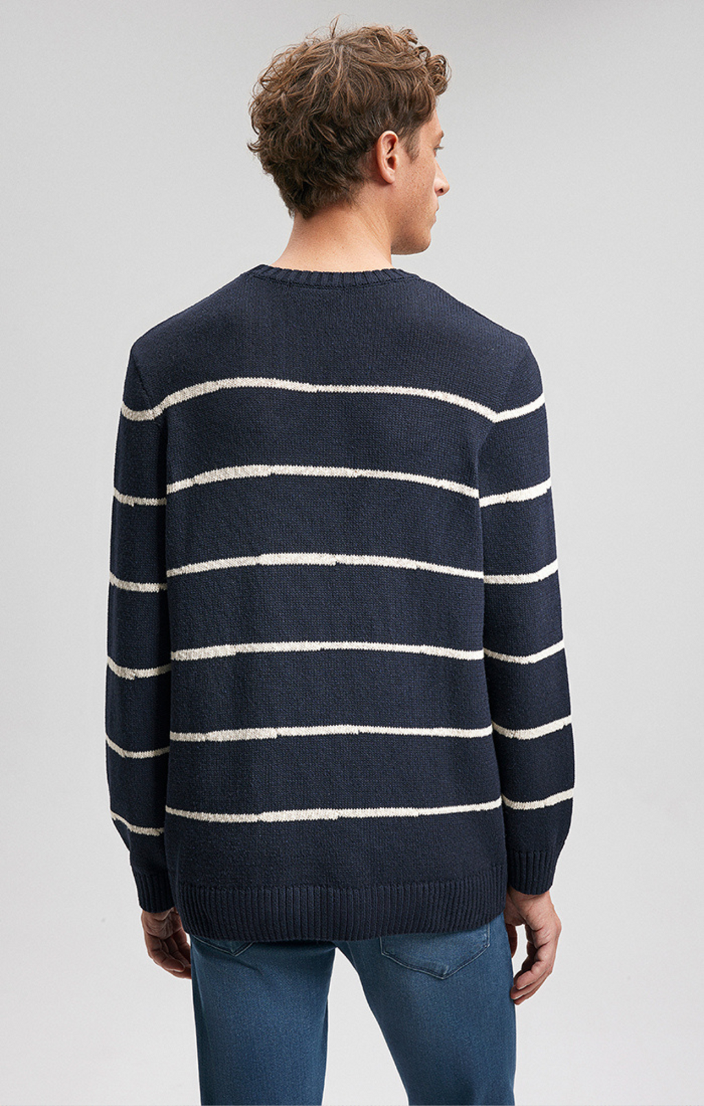 STRIPED SWEATER IN NAVY BLAZER - Mavi Jeans