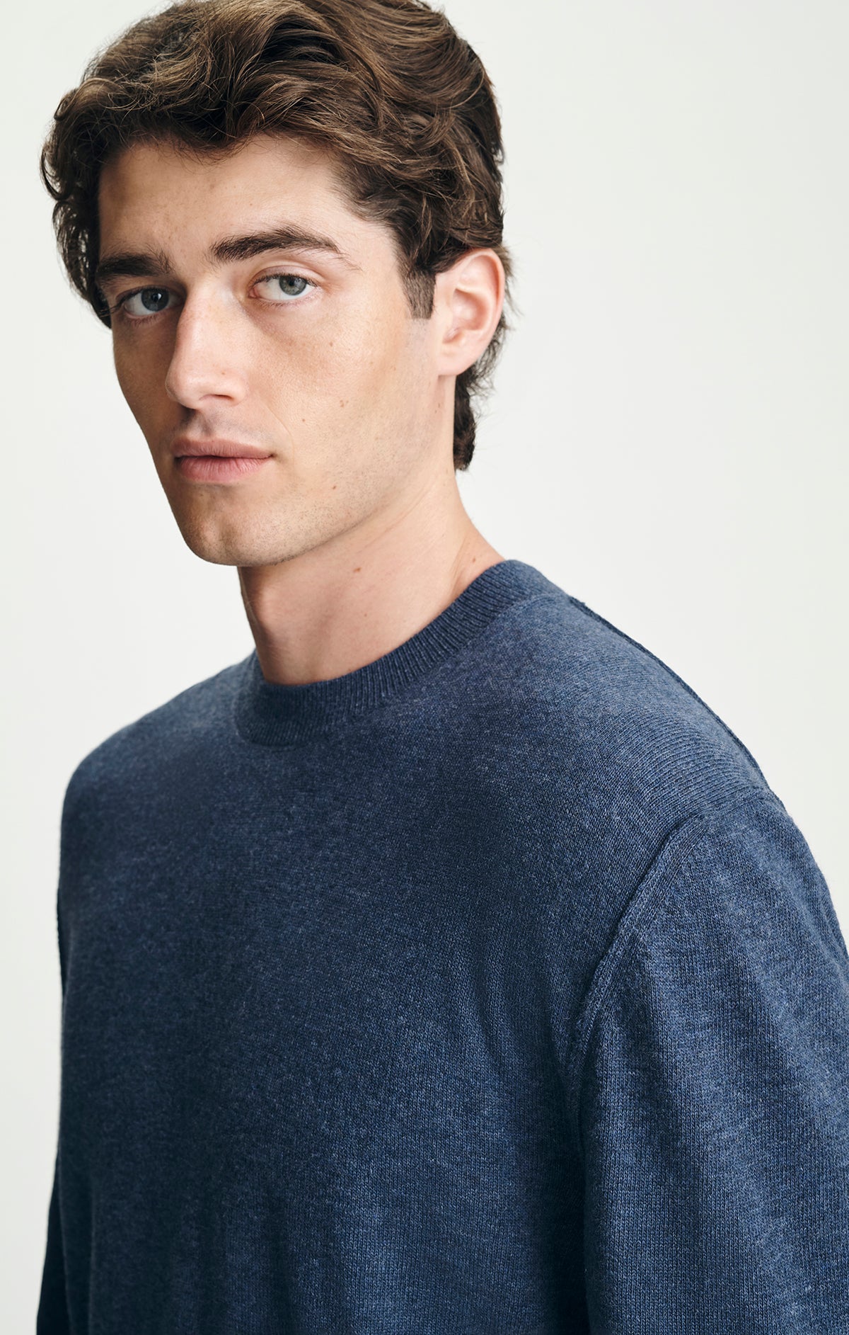 CREW NECK SWEATER IN NAVY MELANGE - Mavi Jeans