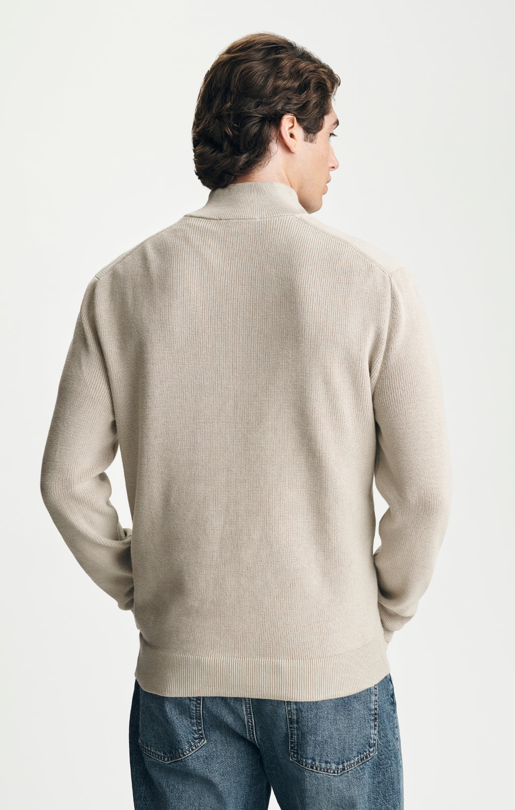 QUARTER ZIP SWEATER IN ABBEY STONE - Mavi Jeans