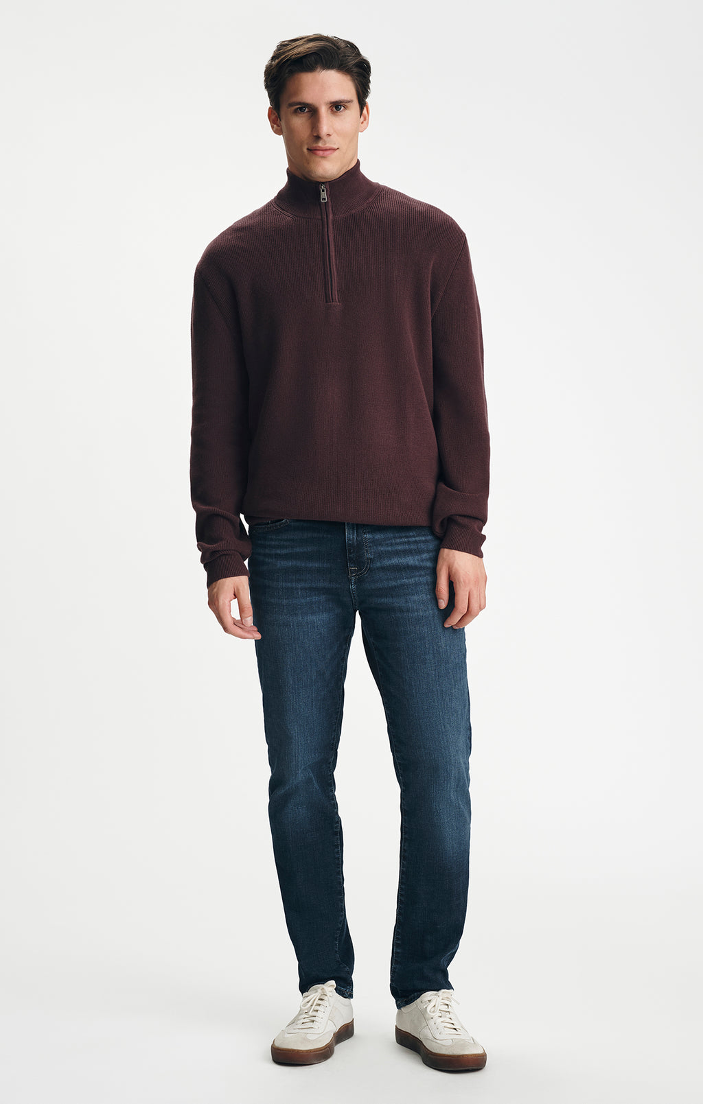 QUARTER ZIP SWEATER IN FUDGE - Mavi Jeans