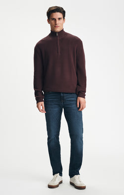 QUARTER ZIP SWEATER IN FUDGE - Mavi Jeans