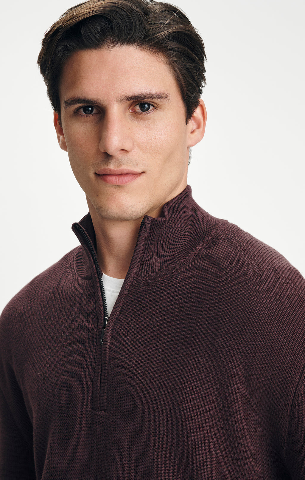 QUARTER ZIP SWEATER IN FUDGE - Mavi Jeans