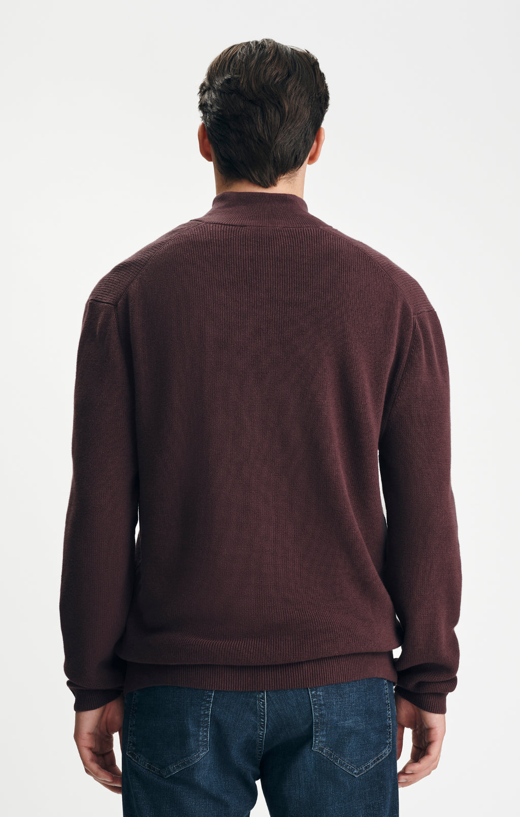 QUARTER ZIP SWEATER IN FUDGE - Mavi Jeans