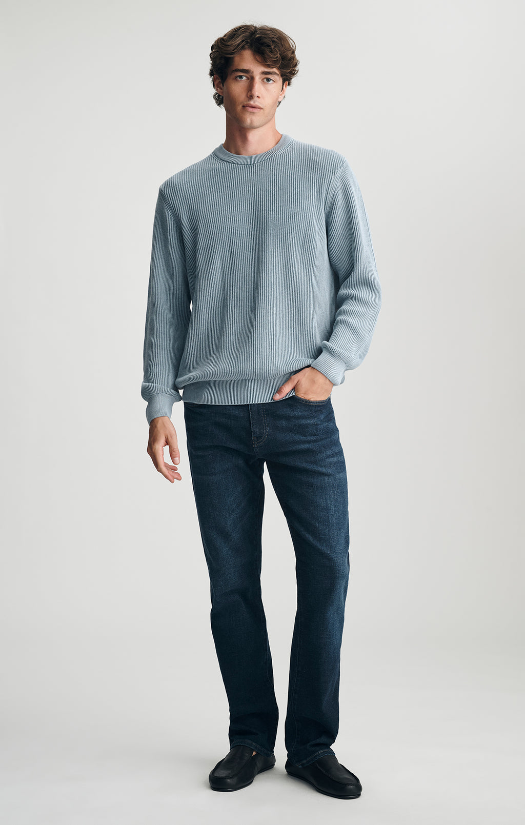 ACID WASH CREW NECK SWEATER IN FADED DENIM - Mavi Jeans