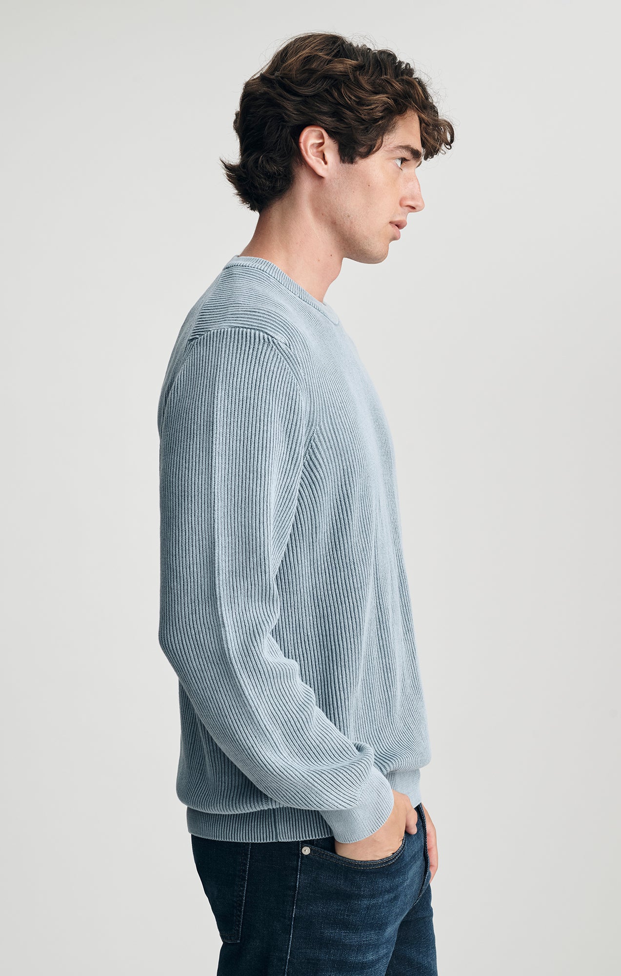 ACID WASH CREW NECK SWEATER IN FADED DENIM - Mavi Jeans