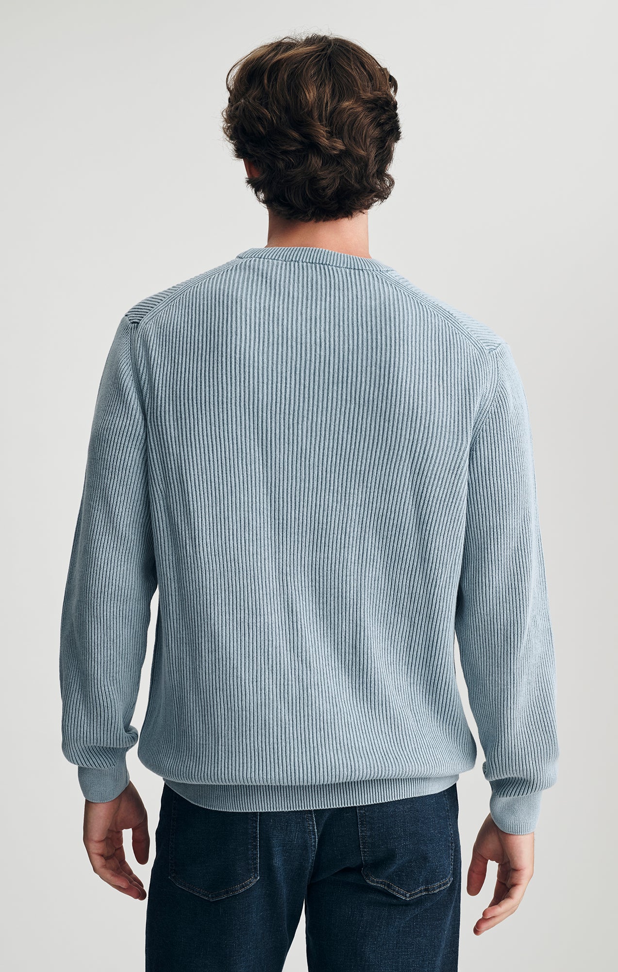 ACID WASH CREW NECK SWEATER IN FADED DENIM - Mavi Jeans