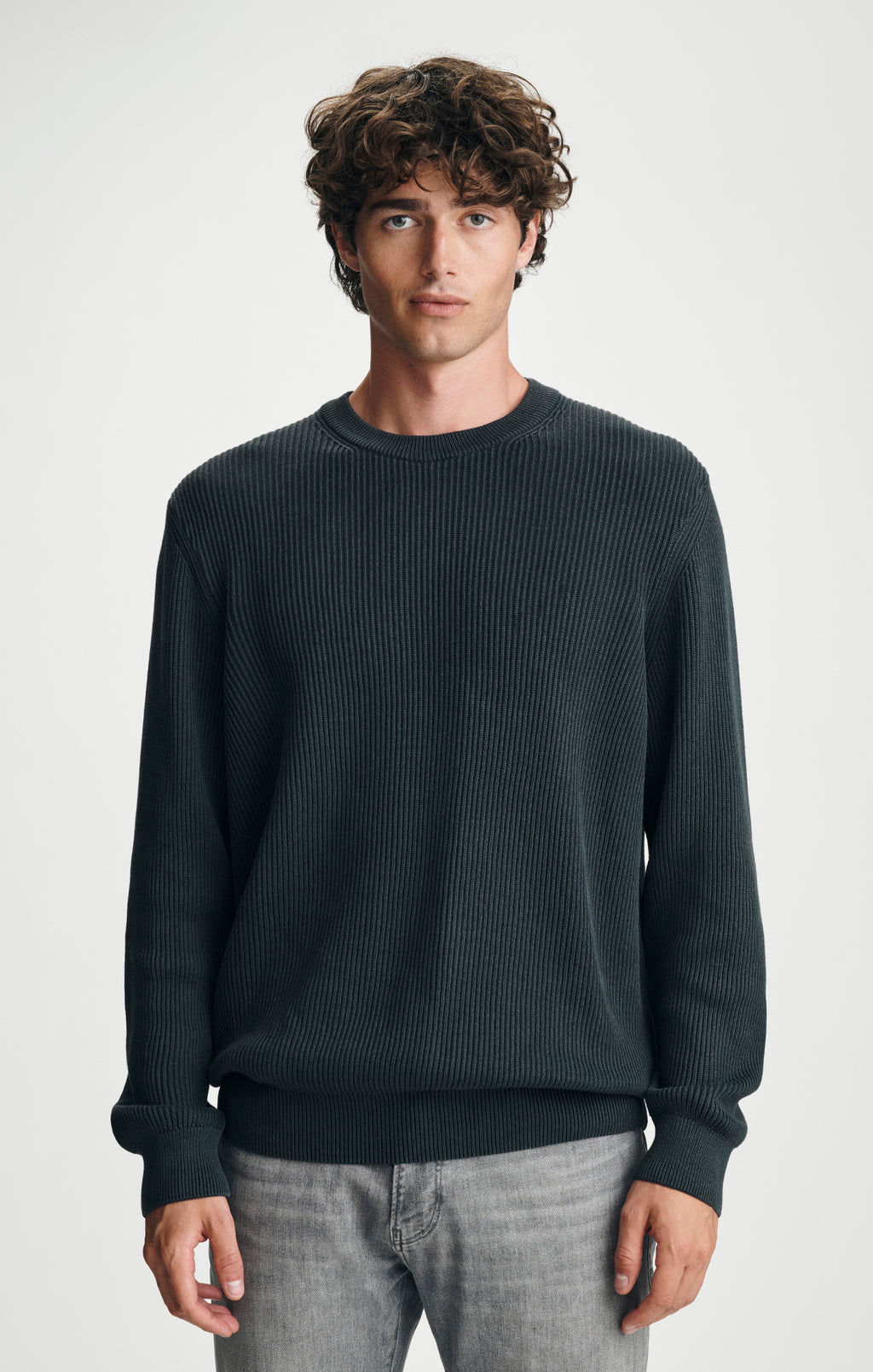 ACID WASH CREW NECK SWEATER IN ANTHRACITE - Mavi Jeans