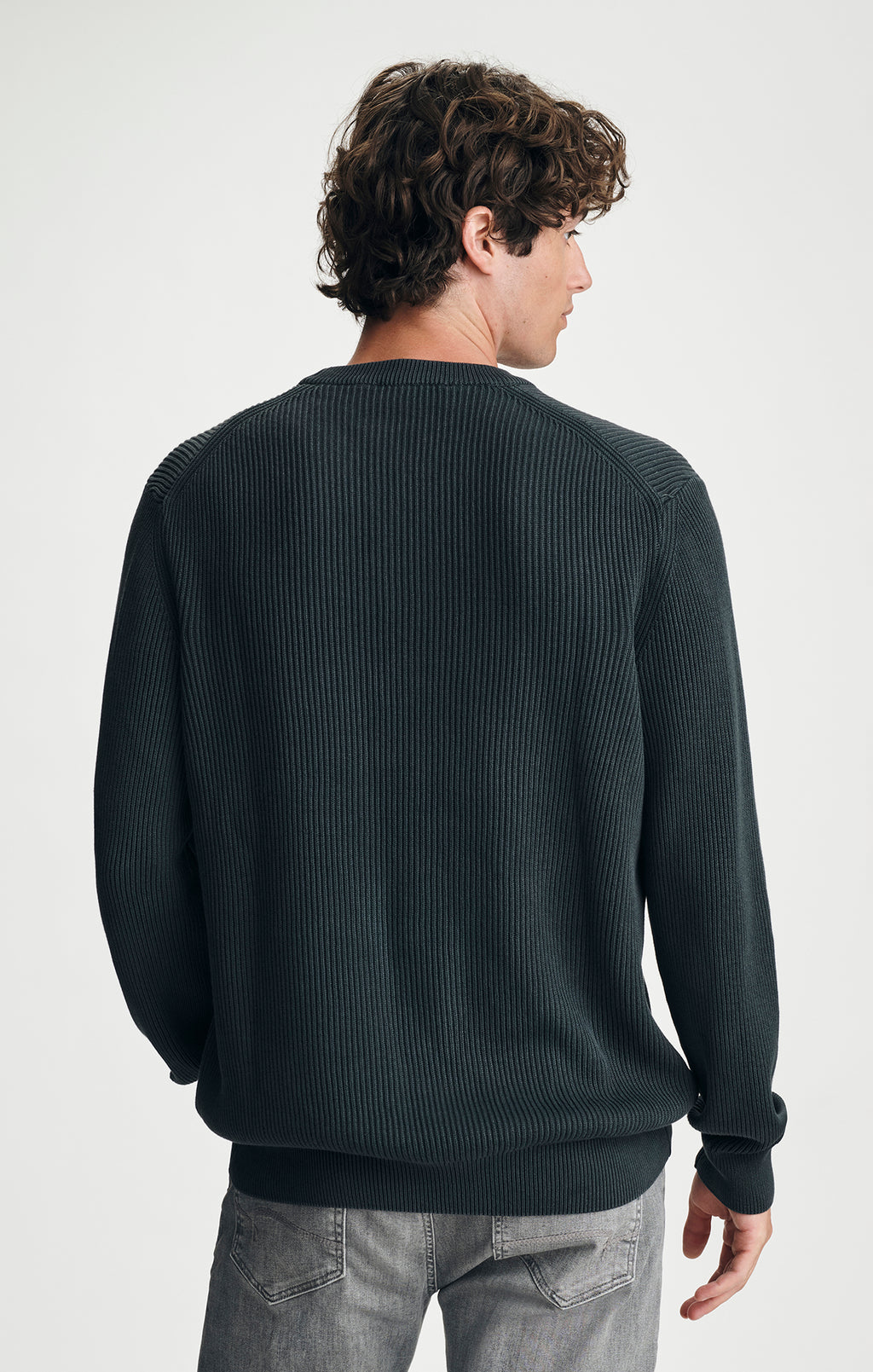 ACID WASH CREW NECK SWEATER IN ANTHRACITE - Mavi Jeans