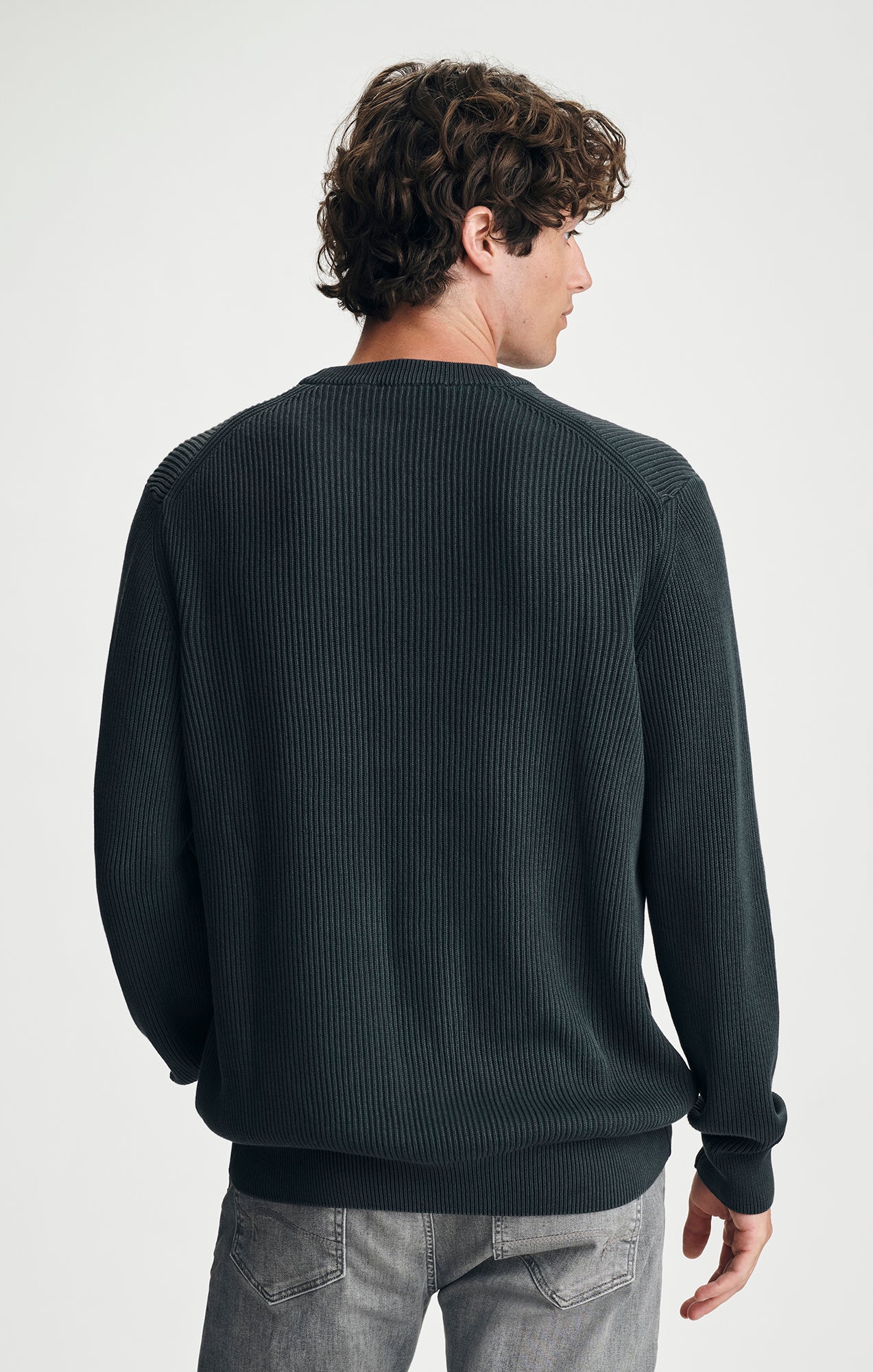 ACID WASH CREW NECK SWEATER IN ANTHRACITE - Mavi Jeans