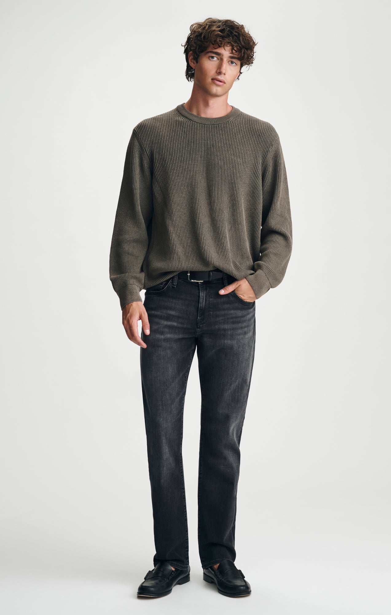 ACID WASH CREW NECK SWEATER IN FALCON