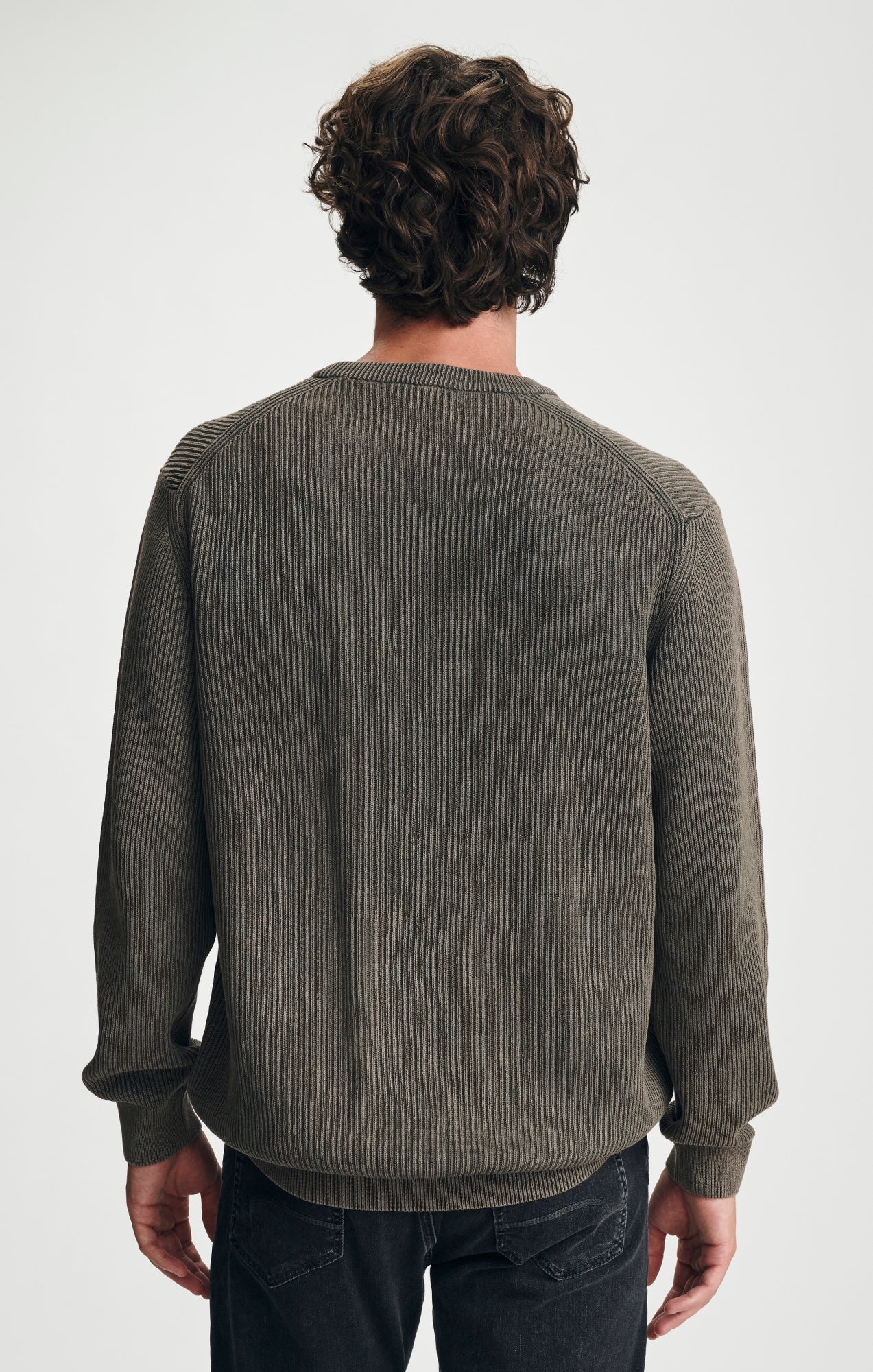 ACID WASH CREW NECK SWEATER IN FALCON
