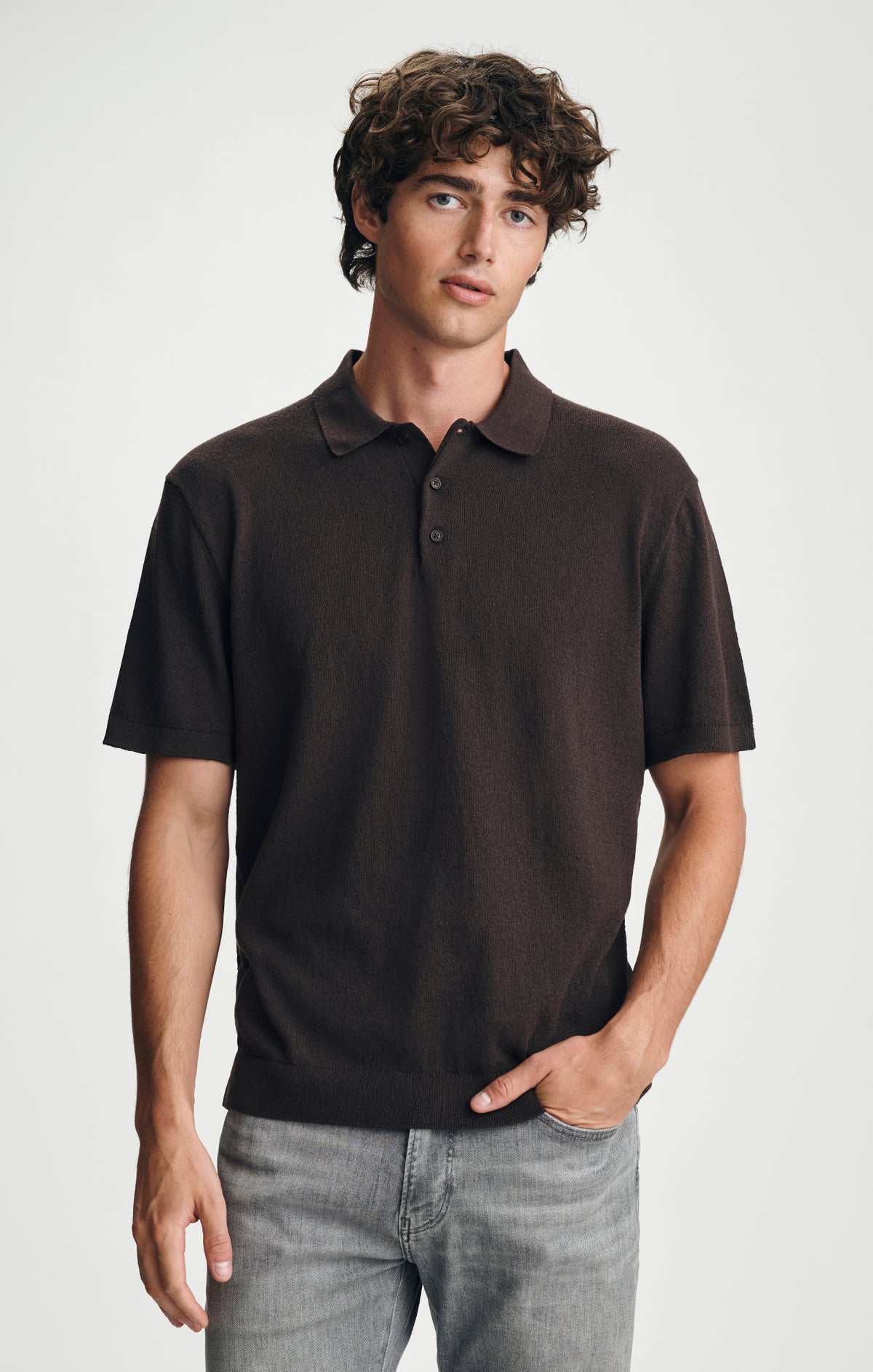 SHORT SLEEVE POLO SWEATER IN AFTER DARK - Mavi Jeans