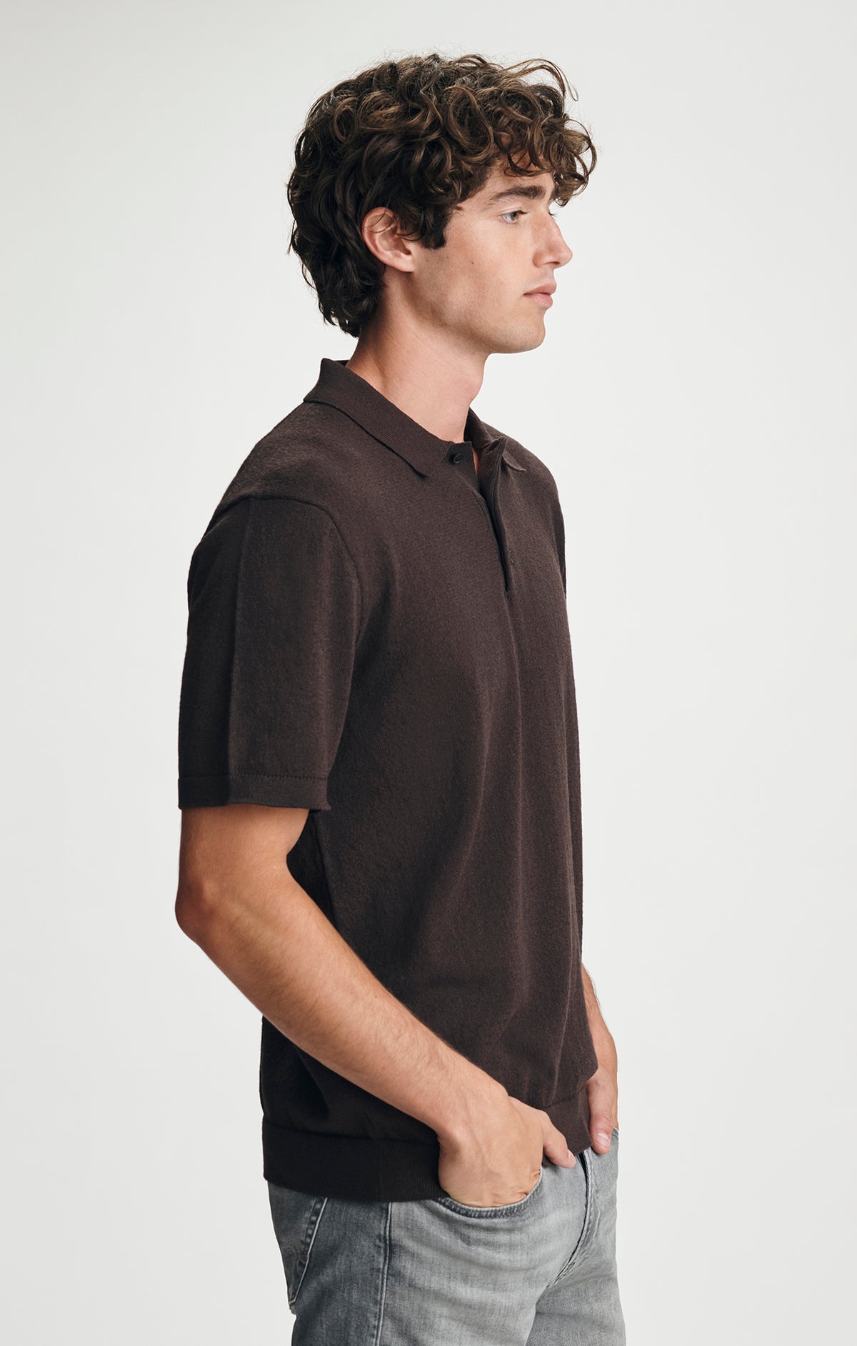 SHORT SLEEVE POLO SWEATER IN AFTER DARK - Mavi Jeans