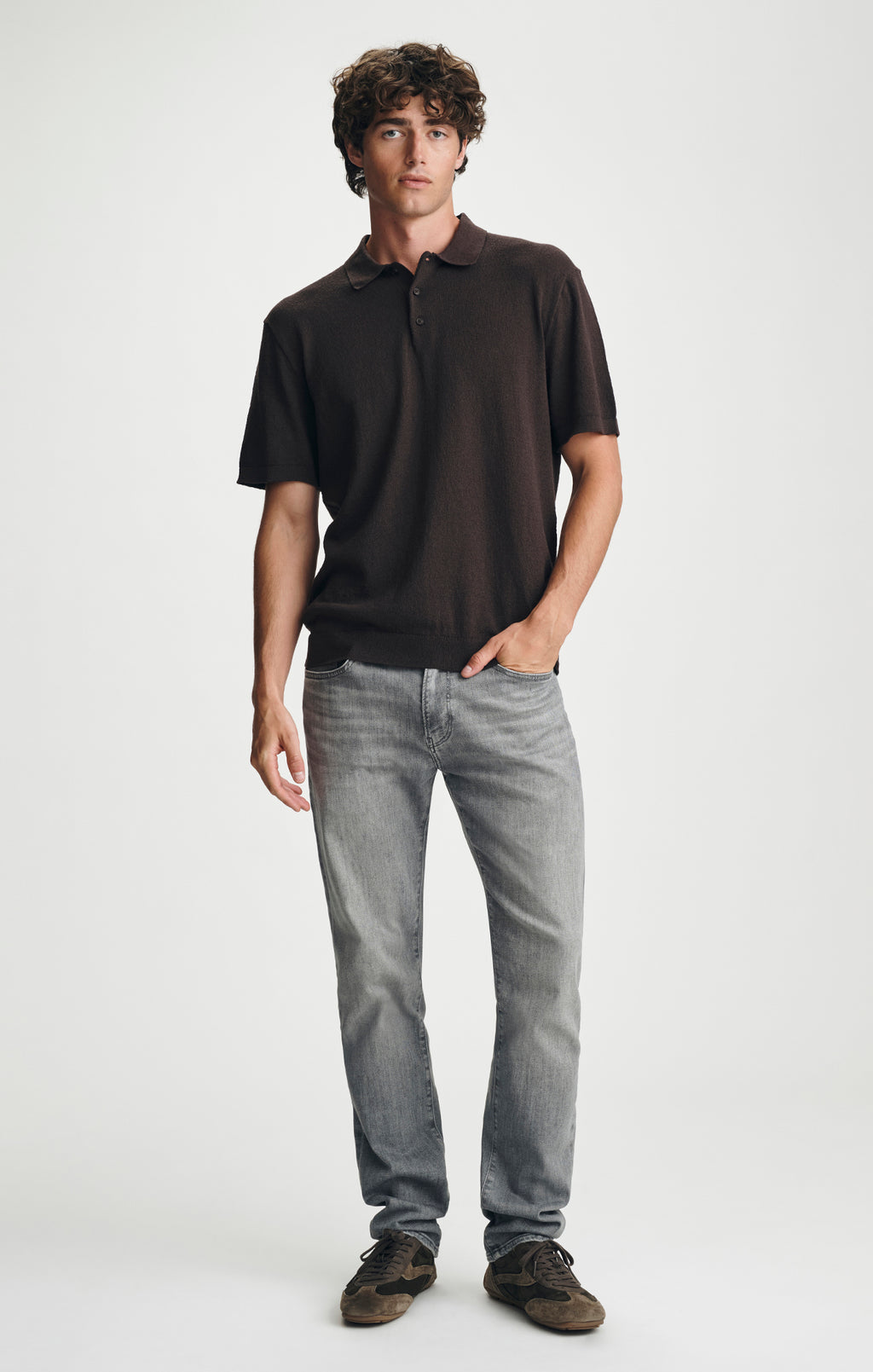 SHORT SLEEVE POLO SWEATER IN AFTER DARK - Mavi Jeans