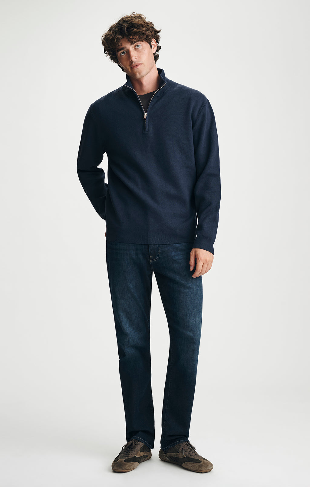 QUARTER ZIP SWEATER IN NAVY - Mavi Jeans