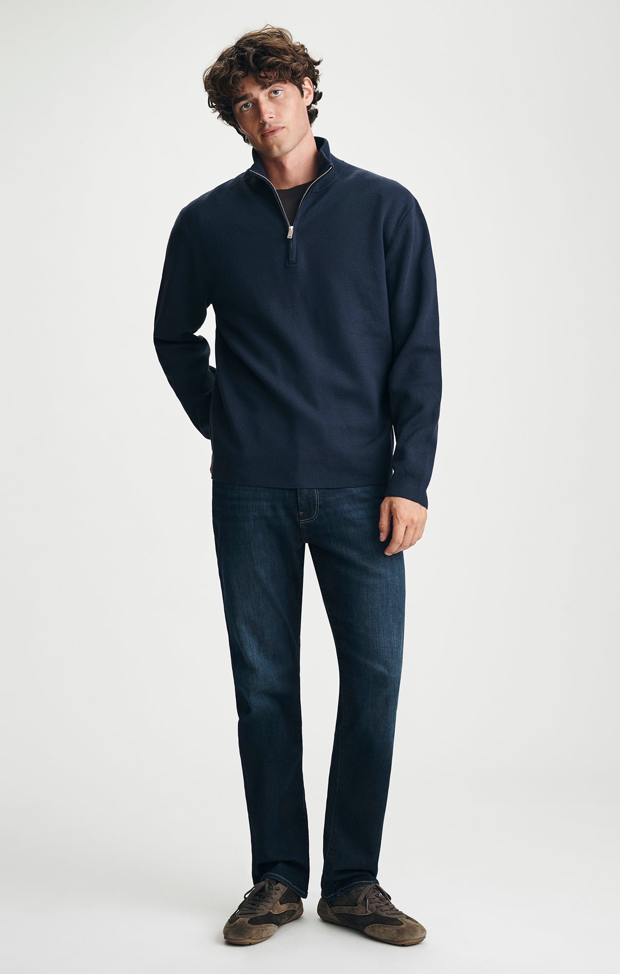 QUARTER ZIP SWEATER IN NAVY - Mavi Jeans