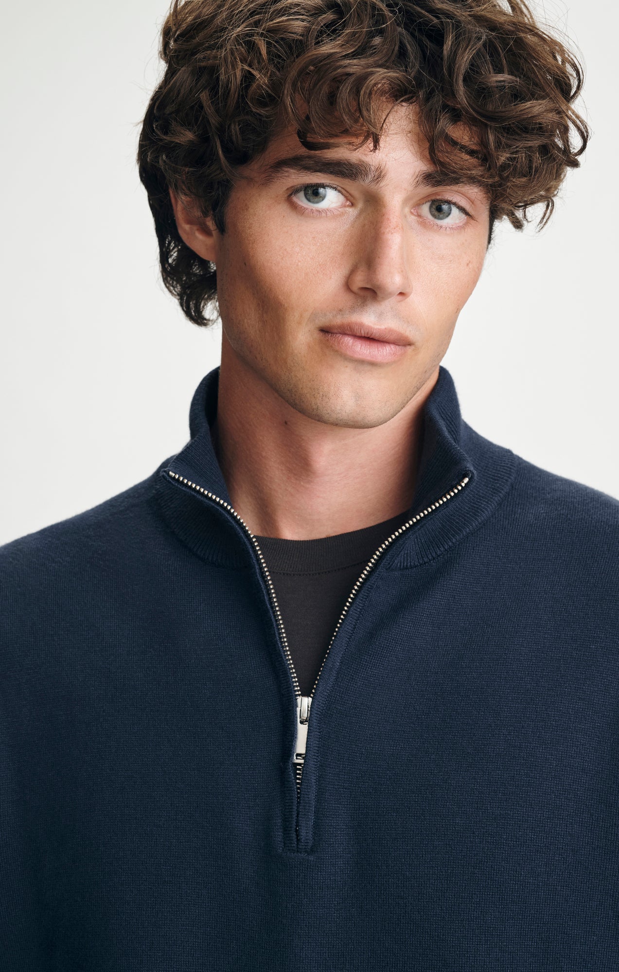 QUARTER ZIP SWEATER IN NAVY - Mavi Jeans