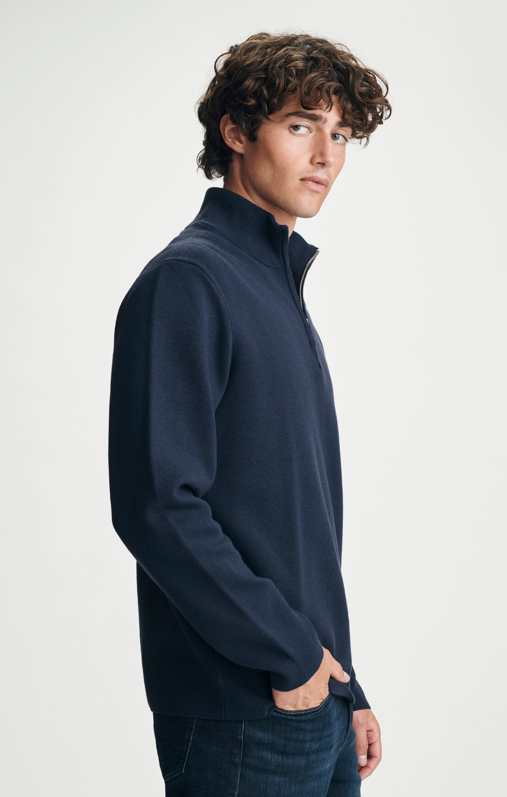 QUARTER ZIP SWEATER IN NAVY - Mavi Jeans