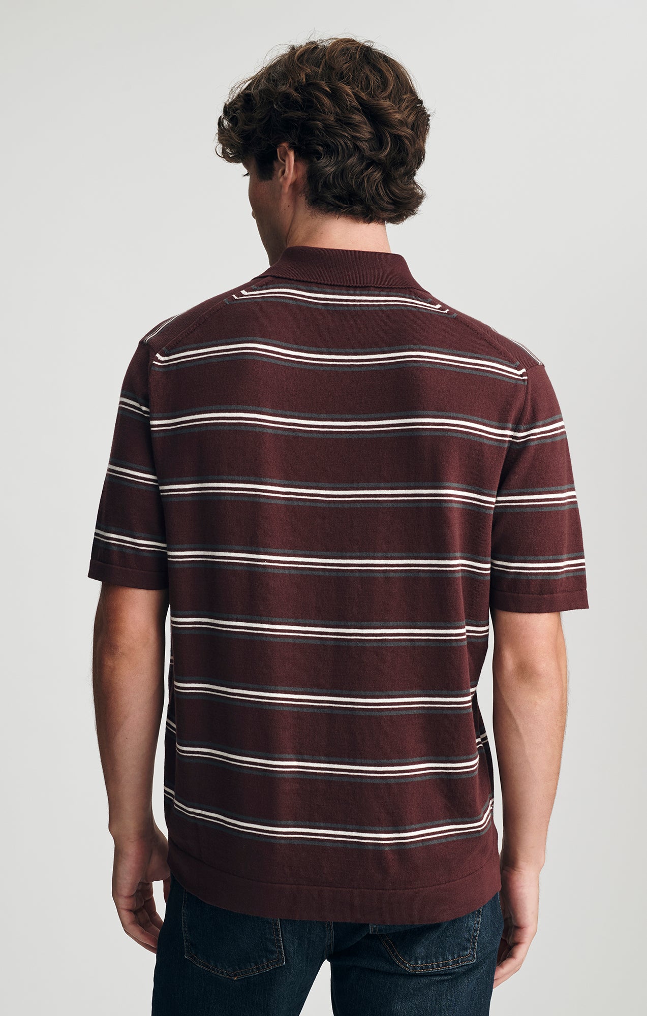 SHORT SLEEVE POLO SWEATER IN FUDGE - Mavi Jeans