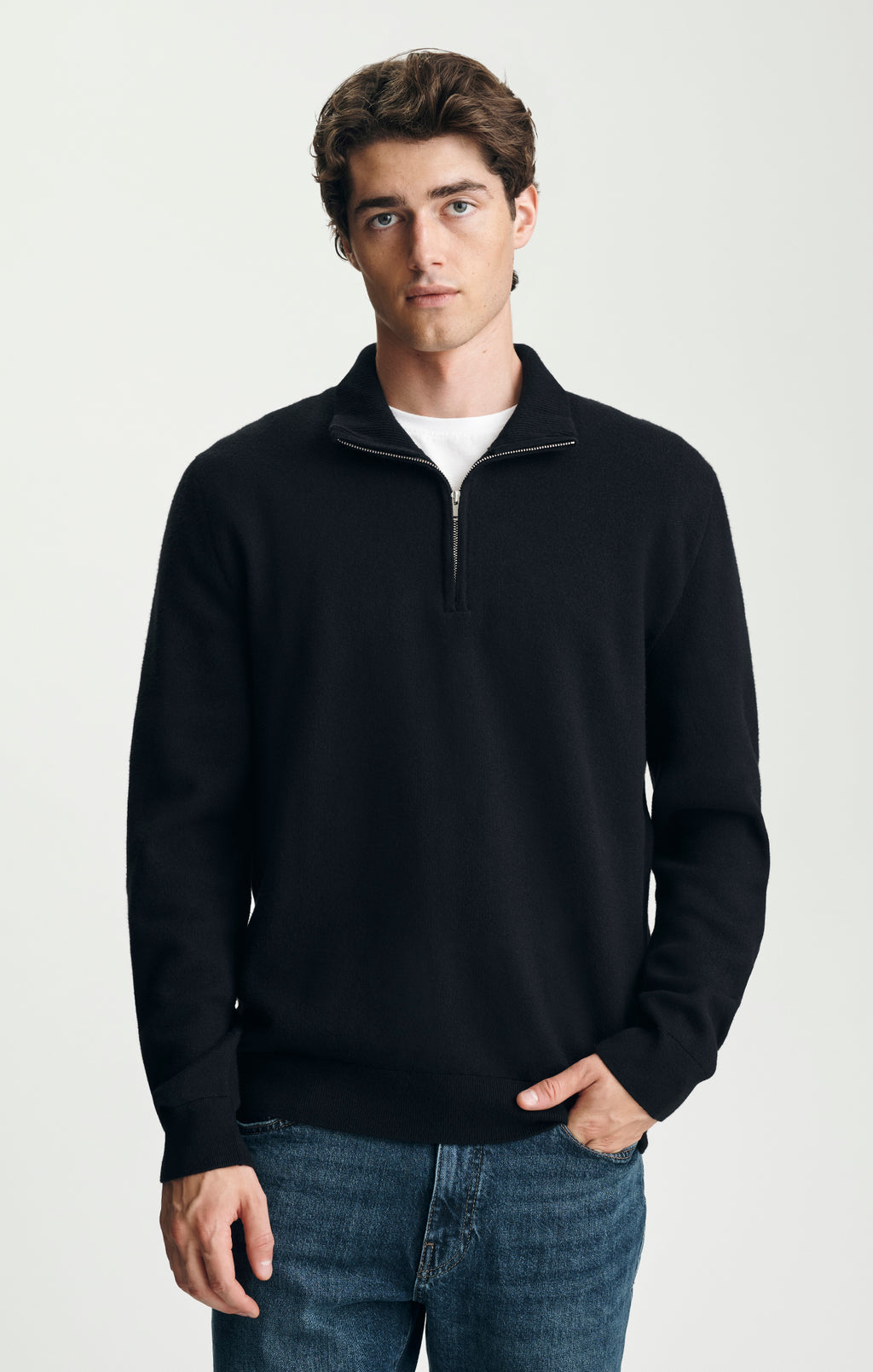 QUARTER ZIP SWEATER IN BLACK - Mavi Jeans