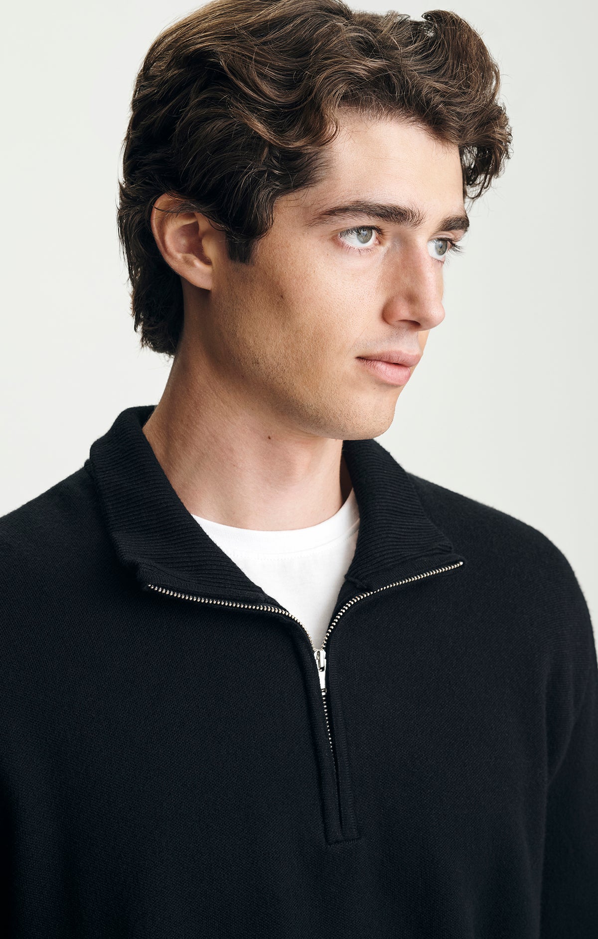 QUARTER ZIP SWEATER IN BLACK - Mavi Jeans