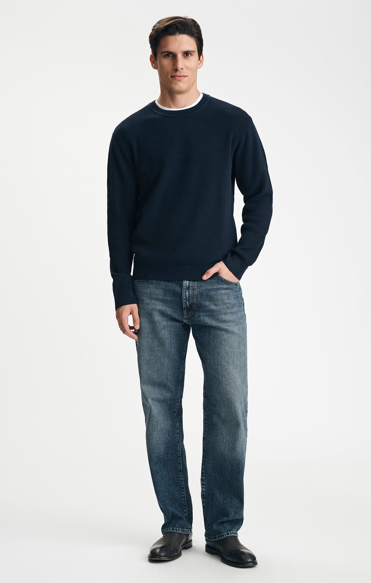 CREW NECK SWEATER IN TOTAL ECLIPSE - Mavi Jeans