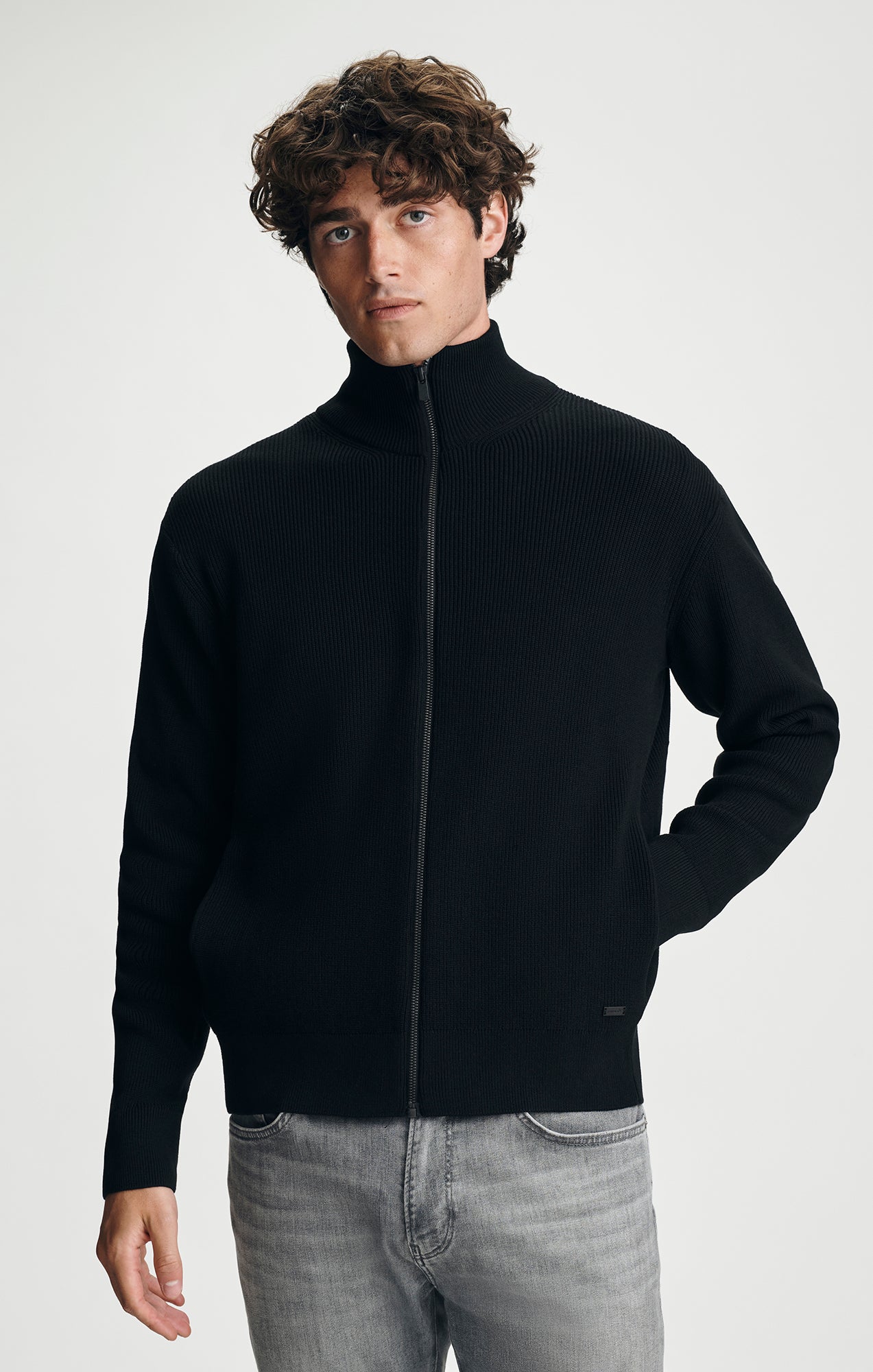 ZIP CARDIGAN IN BLACK - Mavi Jeans