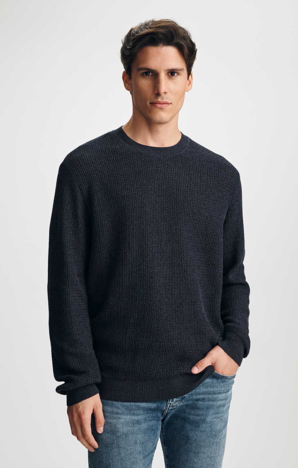 CREW NECK SWEATER IN NAVY MELANGE - Mavi Jeans