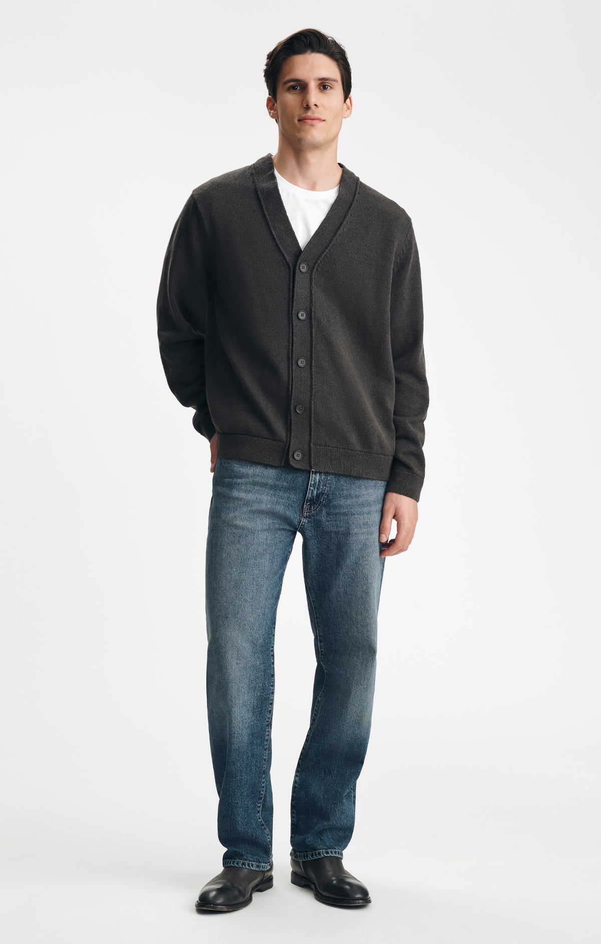 V-NECK CARDIGAN IN AFTER DARK - Mavi Jeans