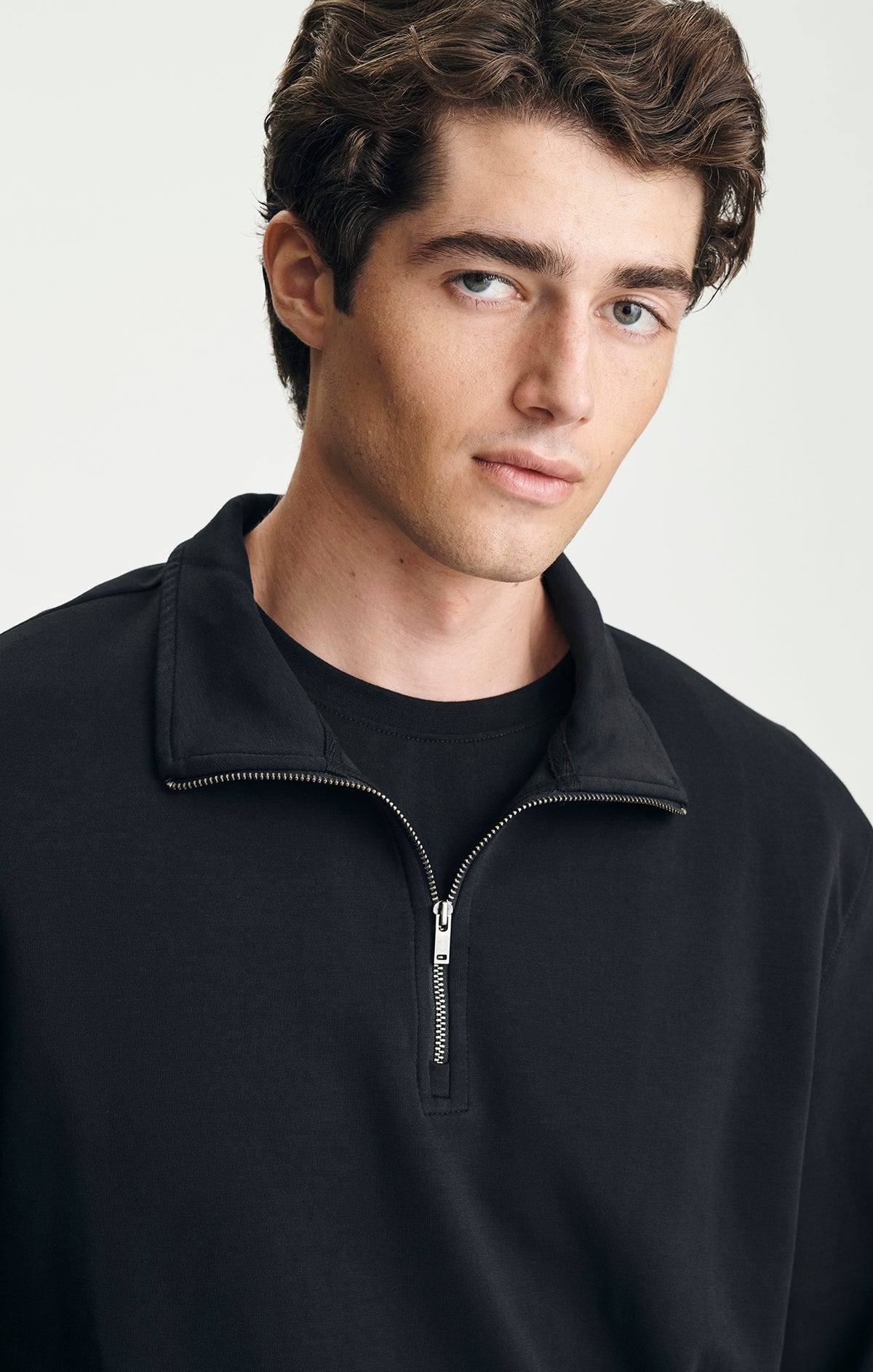 QUARTER ZIP SWEATSHIRT IN BLACK - Mavi Jeans