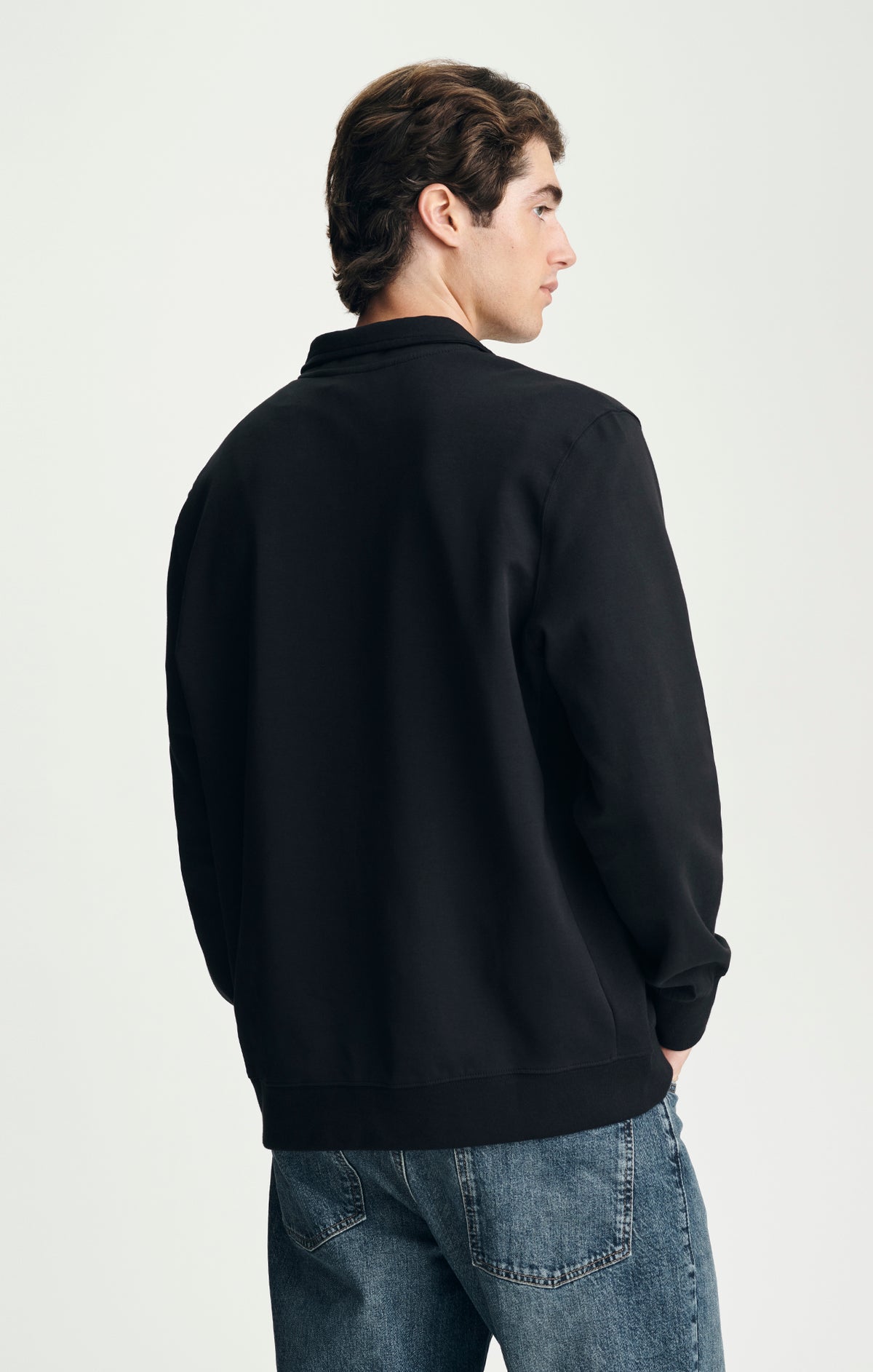 QUARTER ZIP SWEATSHIRT IN BLACK - Mavi Jeans