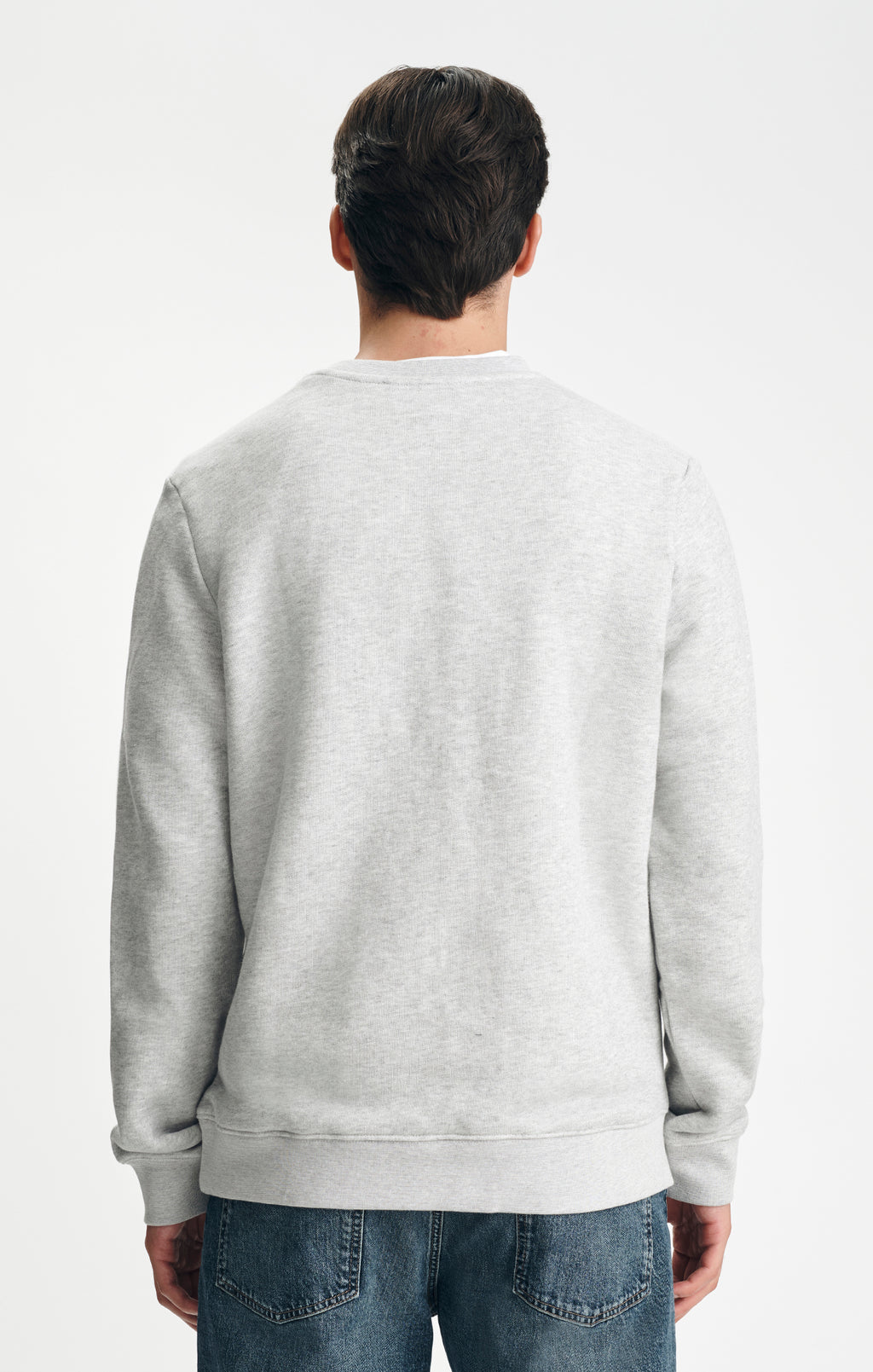 V-STITCH CREW NECK SWEATSHIRT IN GREY MELANGE