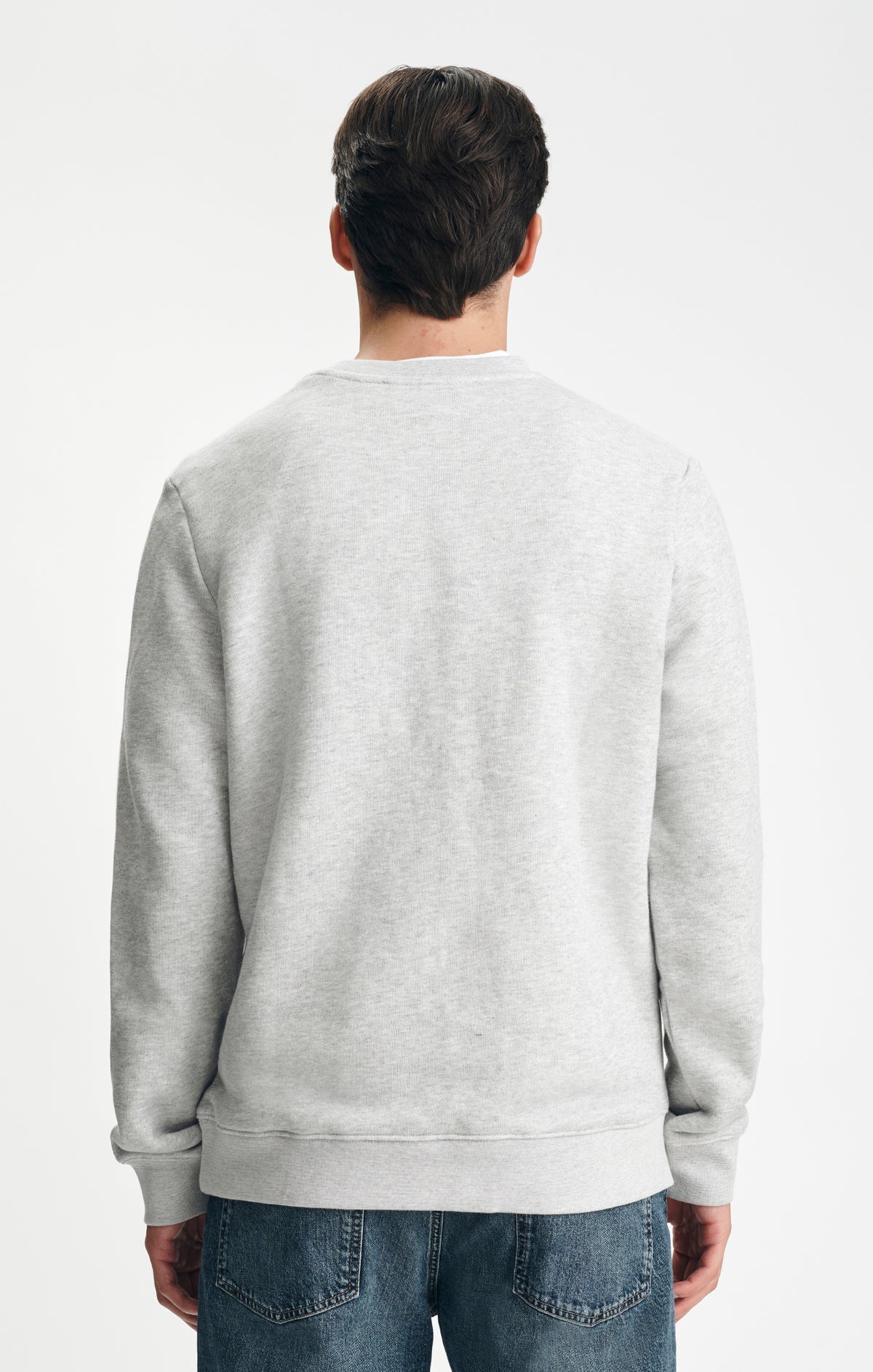 V-STITCH CREW NECK SWEATSHIRT IN GREY MELANGE