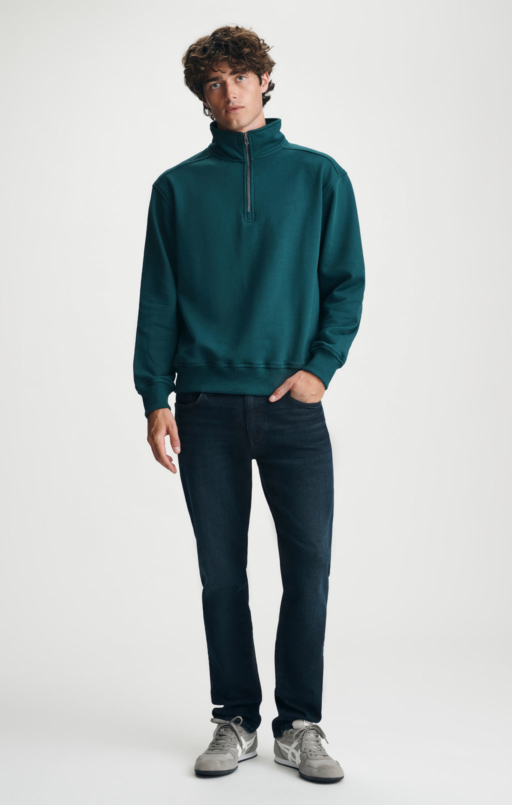 QUARTER ZIP SWEATSHIRT IN DARK SEA - Mavi Jeans