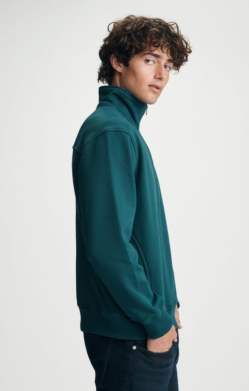 QUARTER ZIP SWEATSHIRT IN DARK SEA - Mavi Jeans