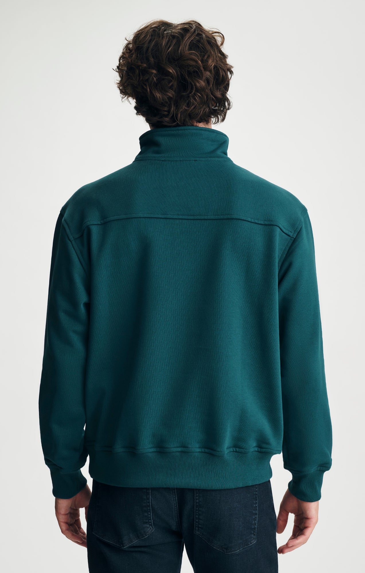 QUARTER ZIP SWEATSHIRT IN DARK SEA - Mavi Jeans