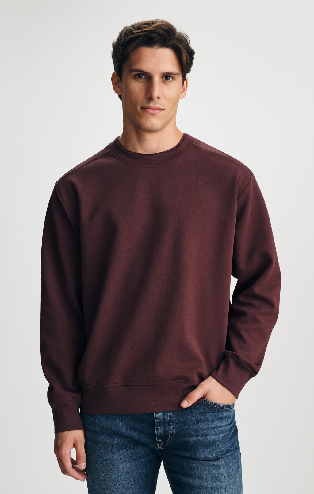 FLEECE CREW NECK SWEATSHIRT IN FUDGE - Mavi Jeans