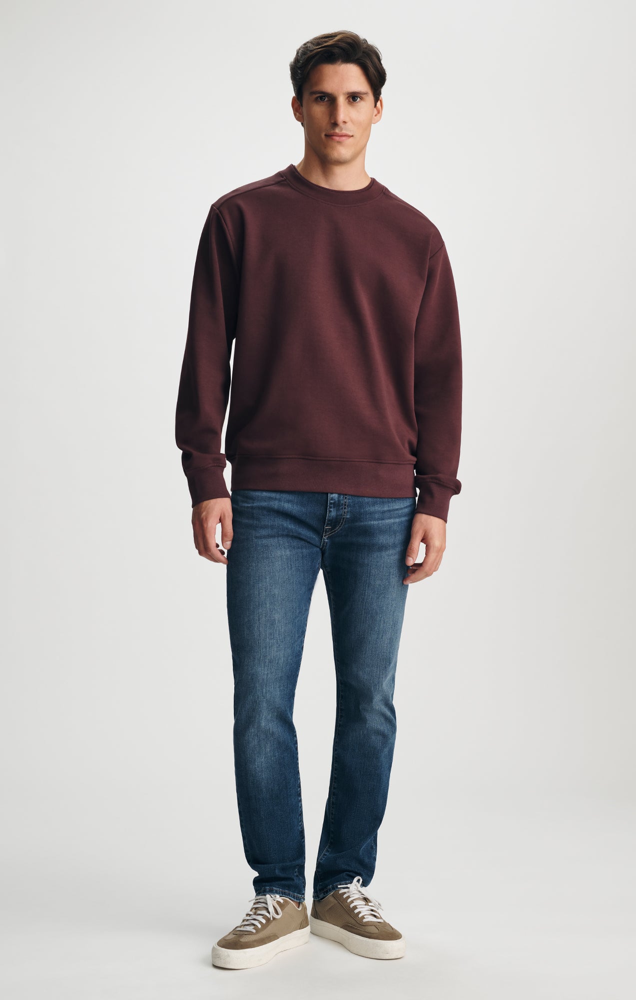FLEECE CREW NECK SWEATSHIRT IN FUDGE - Mavi Jeans
