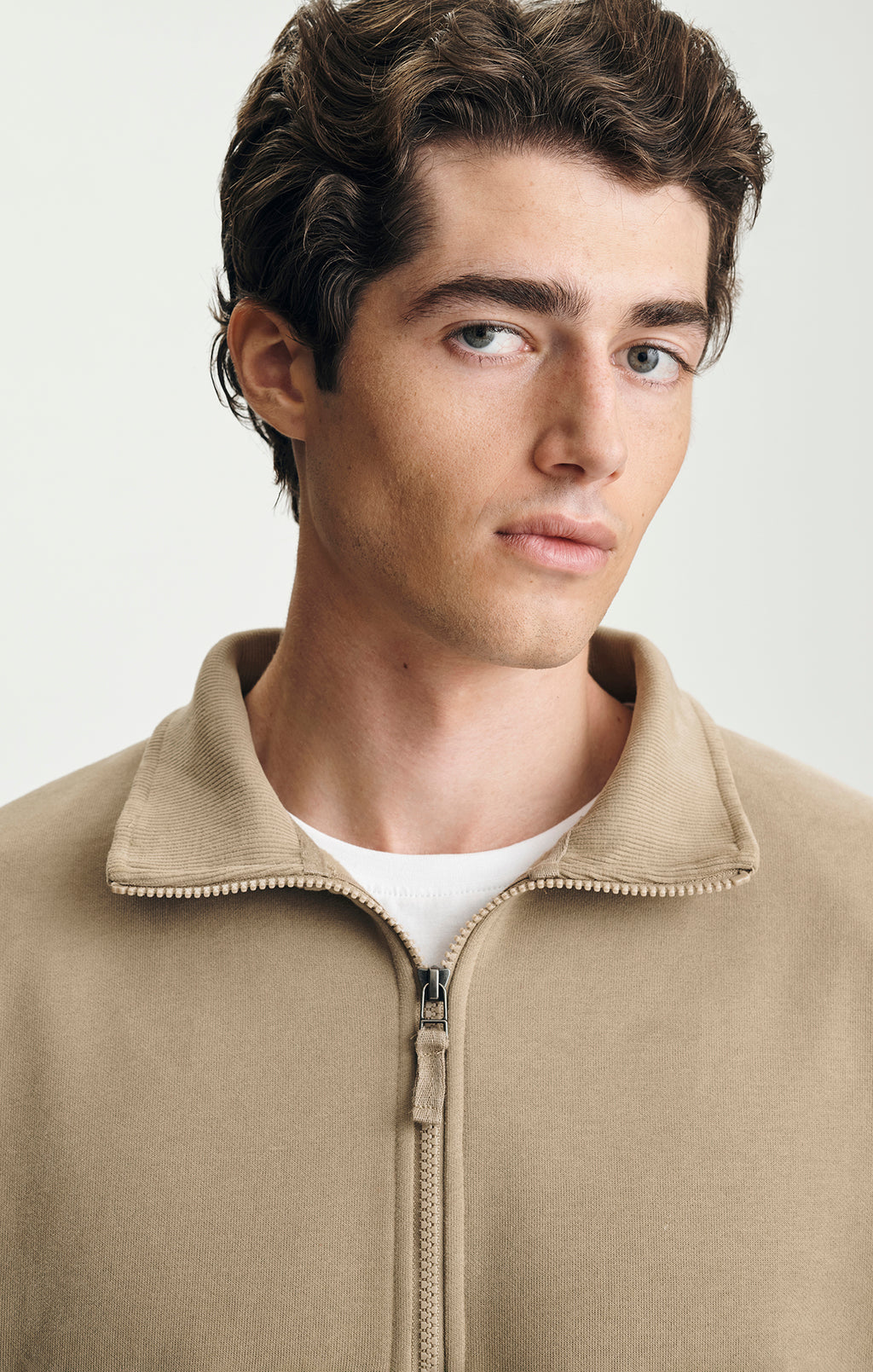 FLEECE QUARTER ZIP SWEATSHIRT IN BEIGE - Mavi Jeans