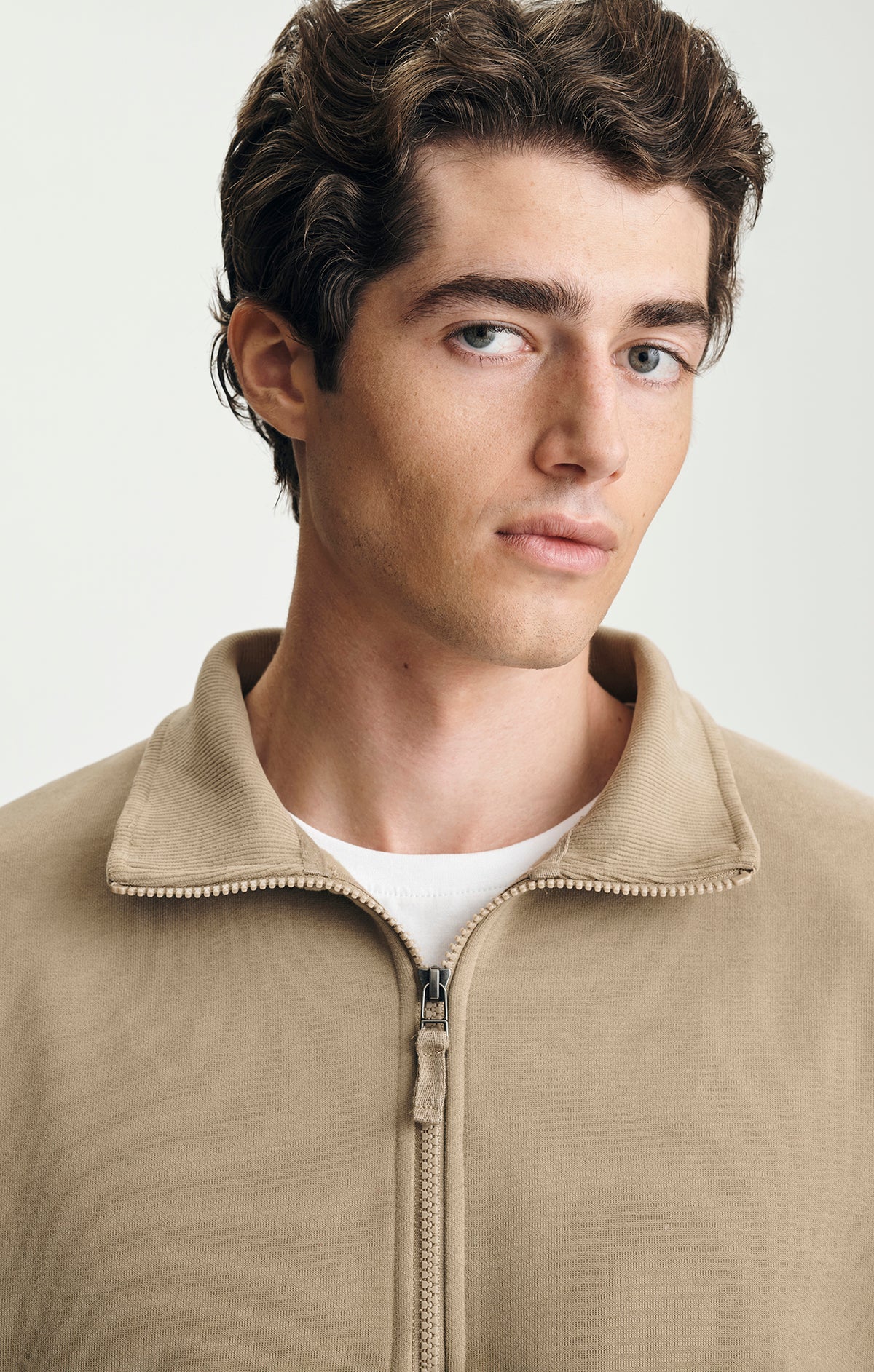 FLEECE QUARTER ZIP SWEATSHIRT IN BEIGE - Mavi Jeans