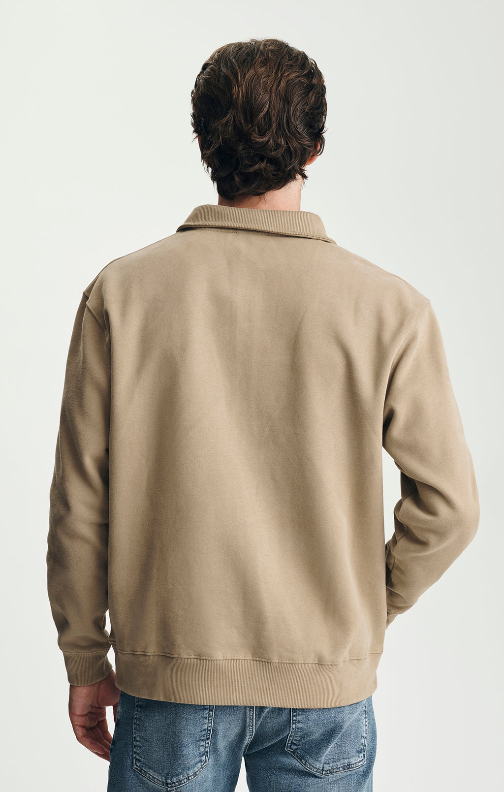 FLEECE QUARTER ZIP SWEATSHIRT IN BEIGE - Mavi Jeans