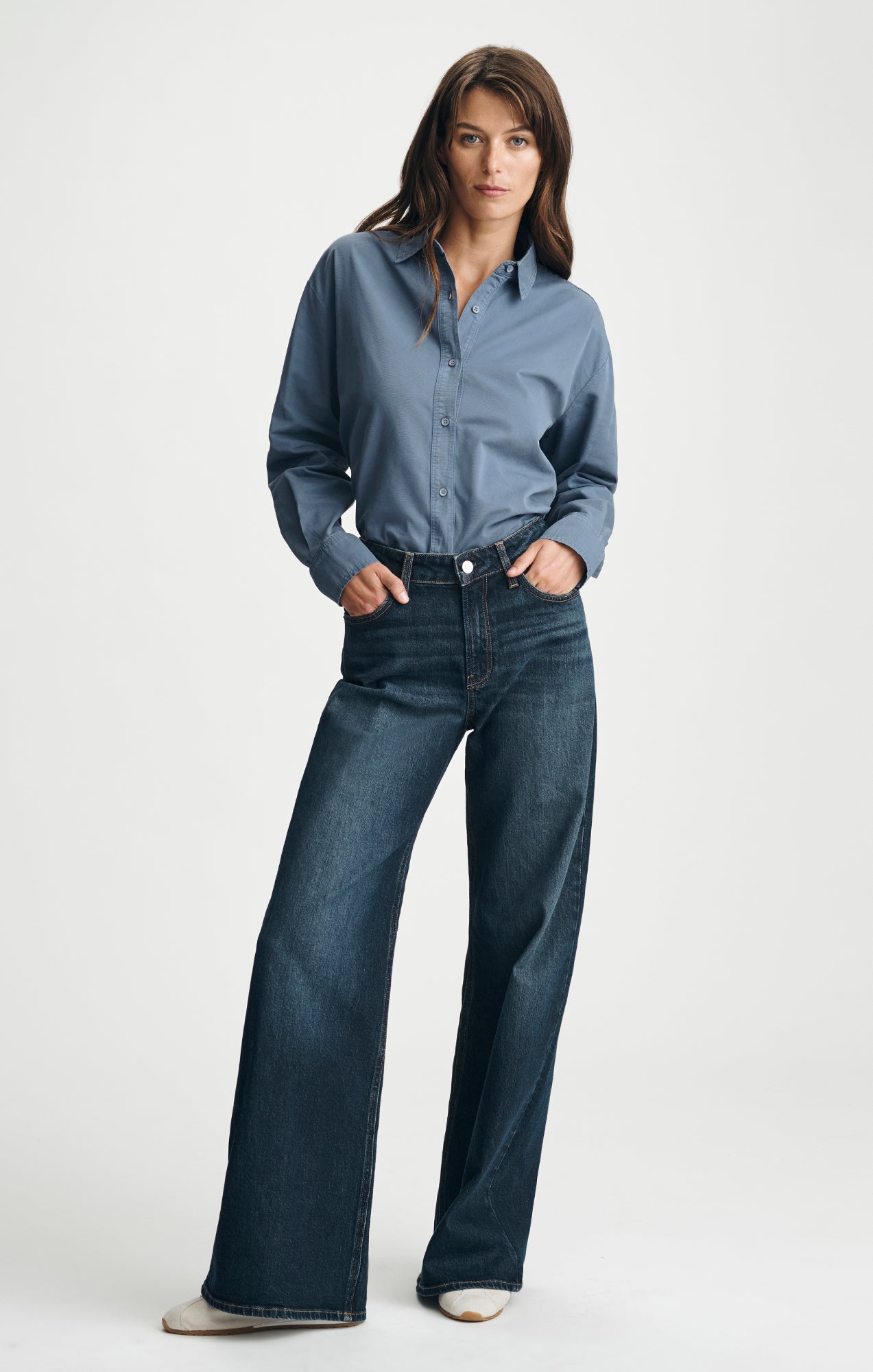 FLORIDA WIDE LEG IN DEEP BRUSHED CLASSIC BLUE