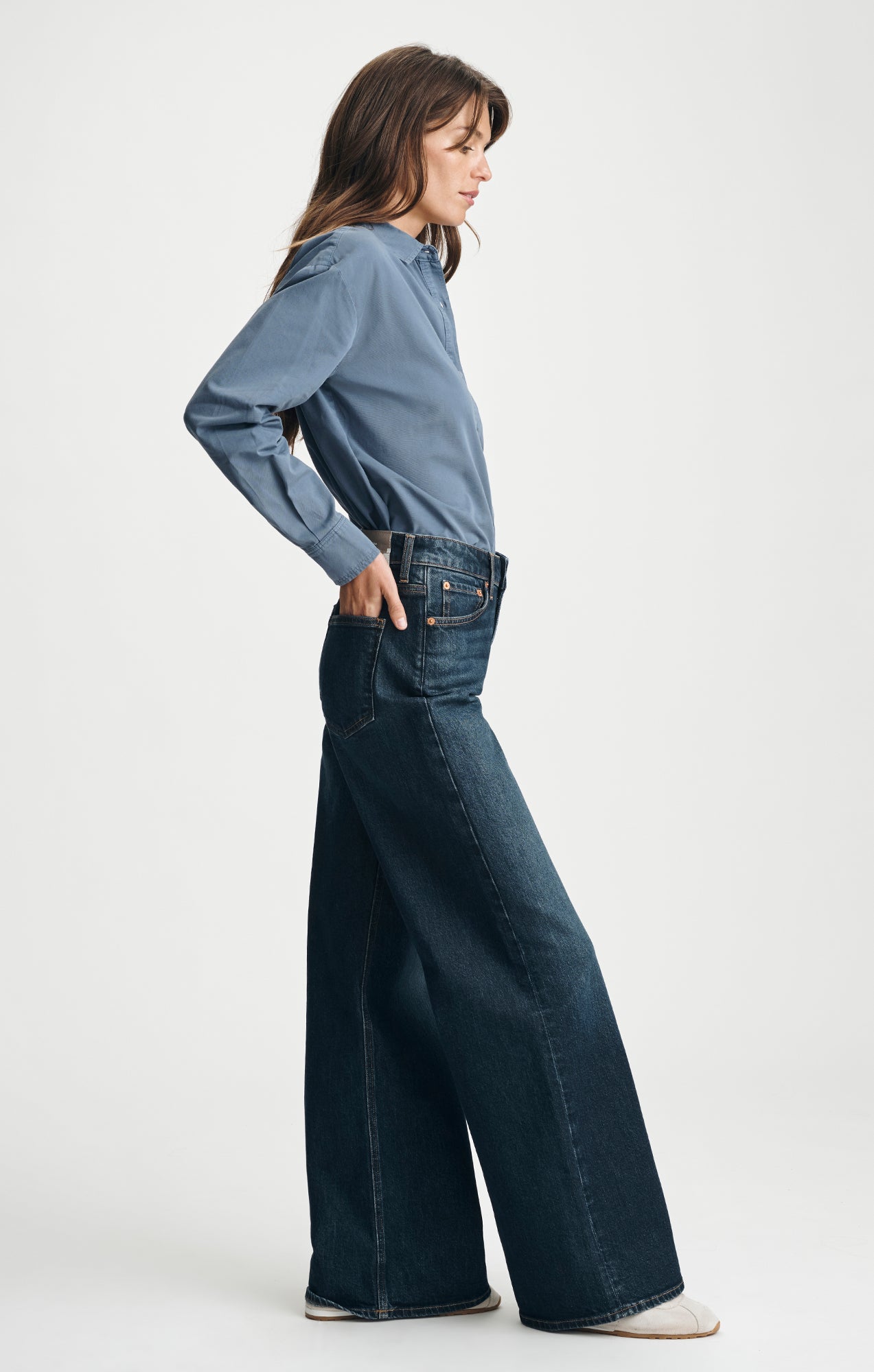 FLORIDA WIDE LEG IN DEEP BRUSHED CLASSIC BLUE